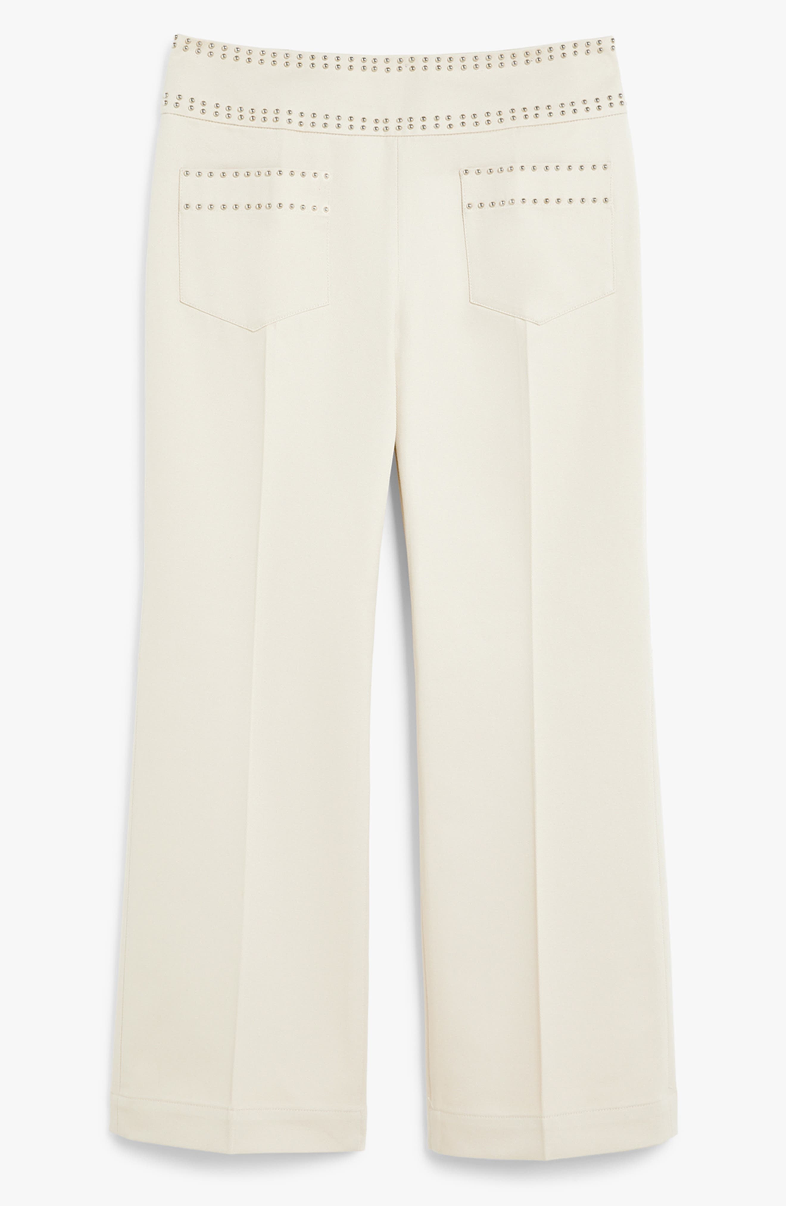 Weekend Max Mara Studded Stretch Cotton Ankle Pants in Beige at Nordstrom - 4
