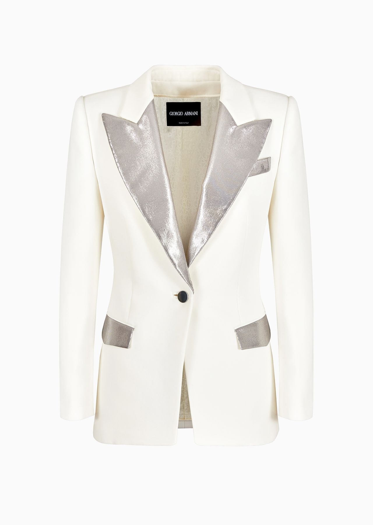 Long single-breasted jacket in silk cady - 1