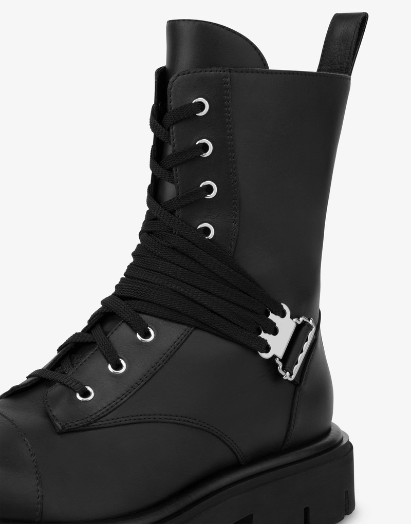 CALFSKIN LACE-UP COMBAT BOOTS 4