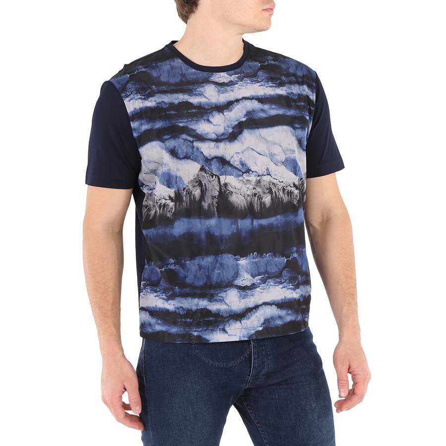 Emporio Armani Men's Abstract Print T-Shirt in Navy Blue - 4