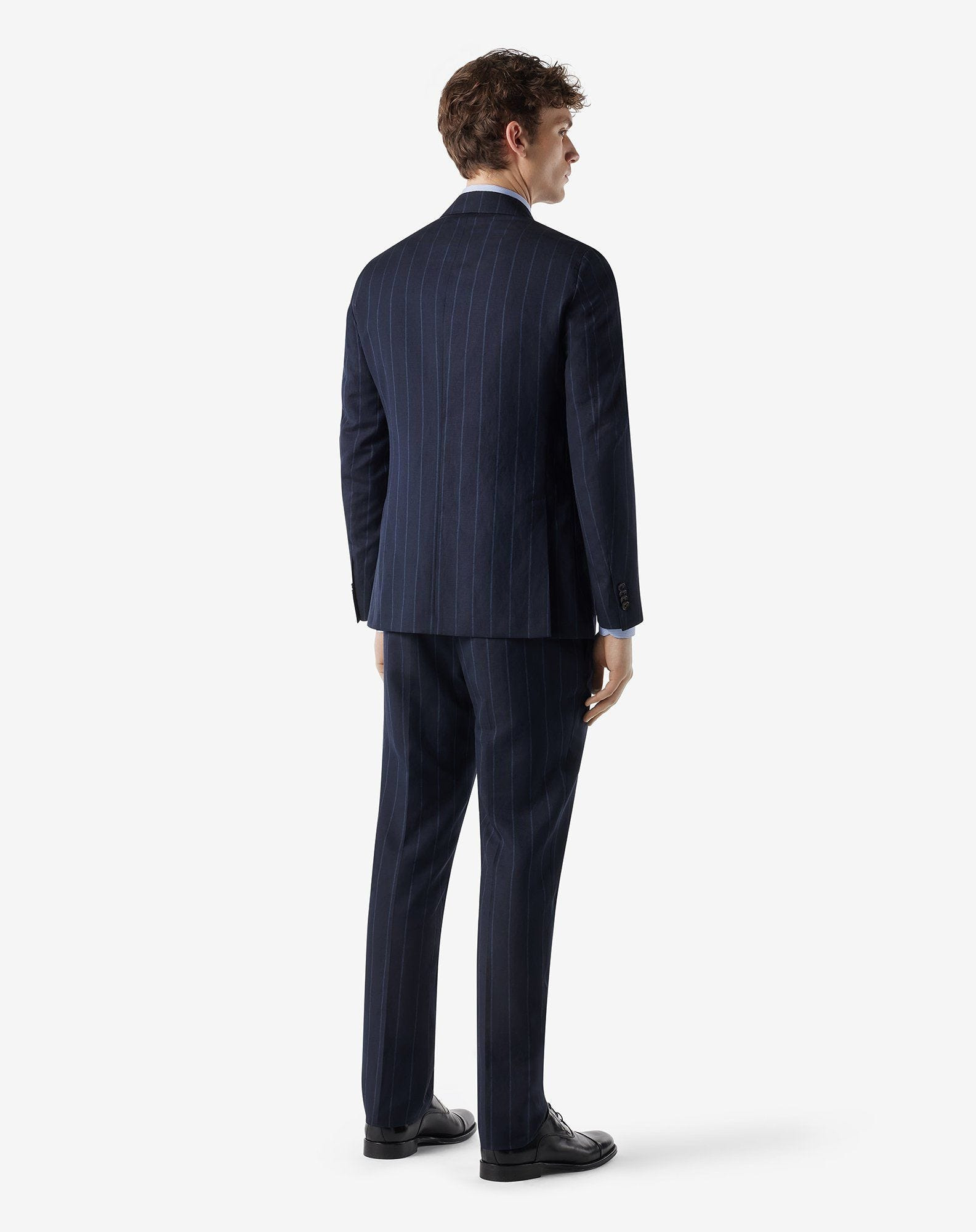 Navy blue wool and linen suit - 3