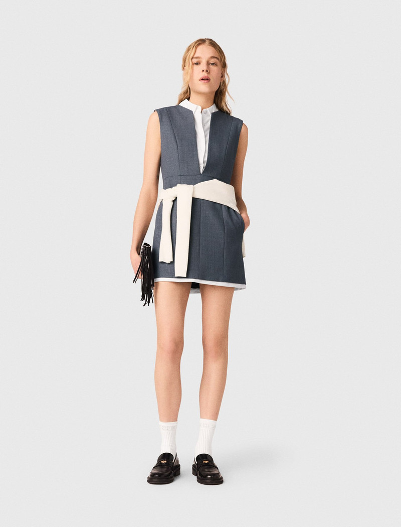 maje Layered-effect tailored dress outlook