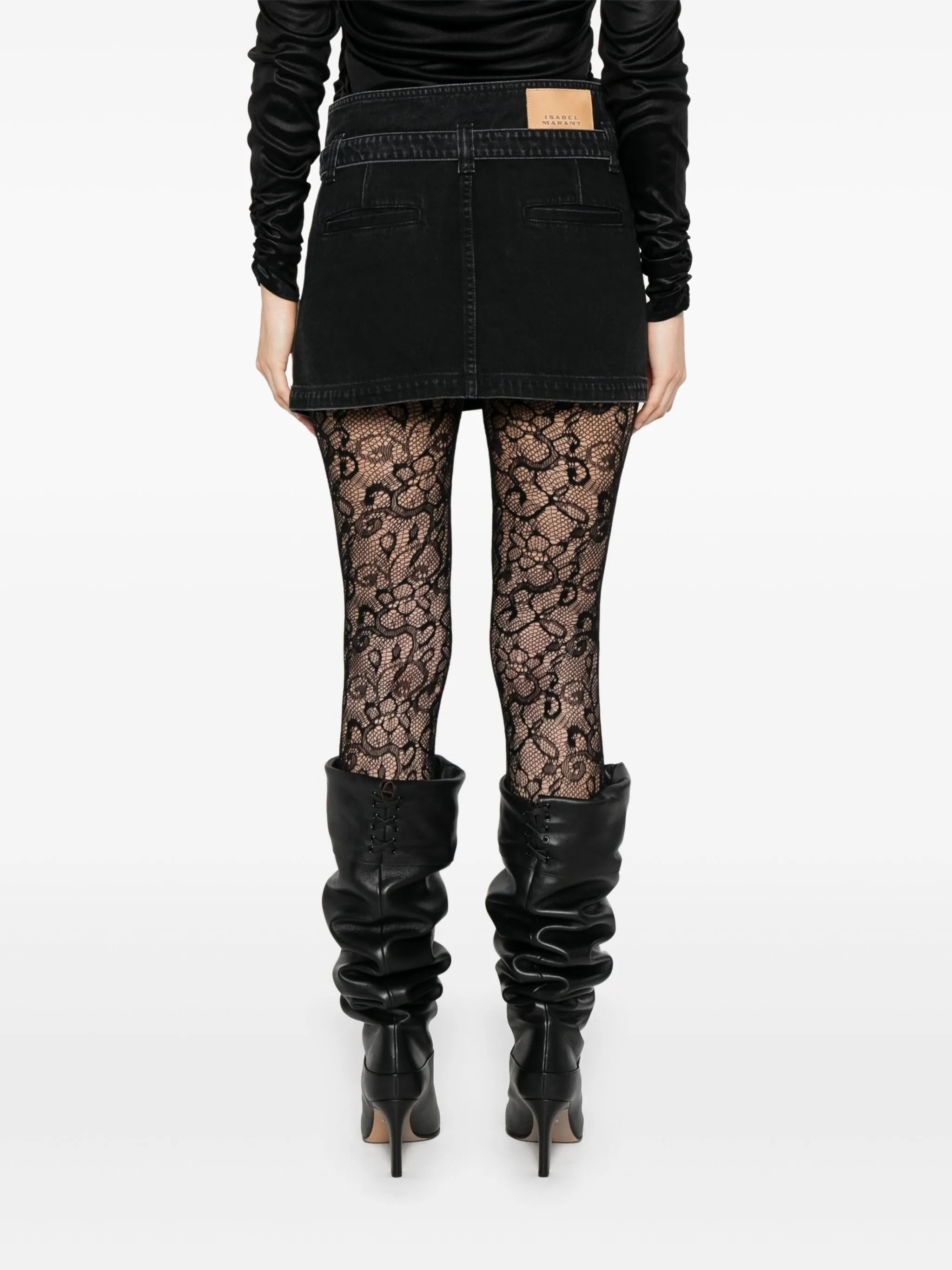 Siyen belted zip-front denim skirt - 4