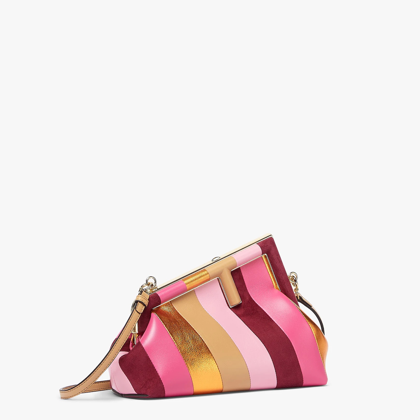 Small Fendi First bag produced by inlaying leather, laminated leather and suede by hand to create a  - 2