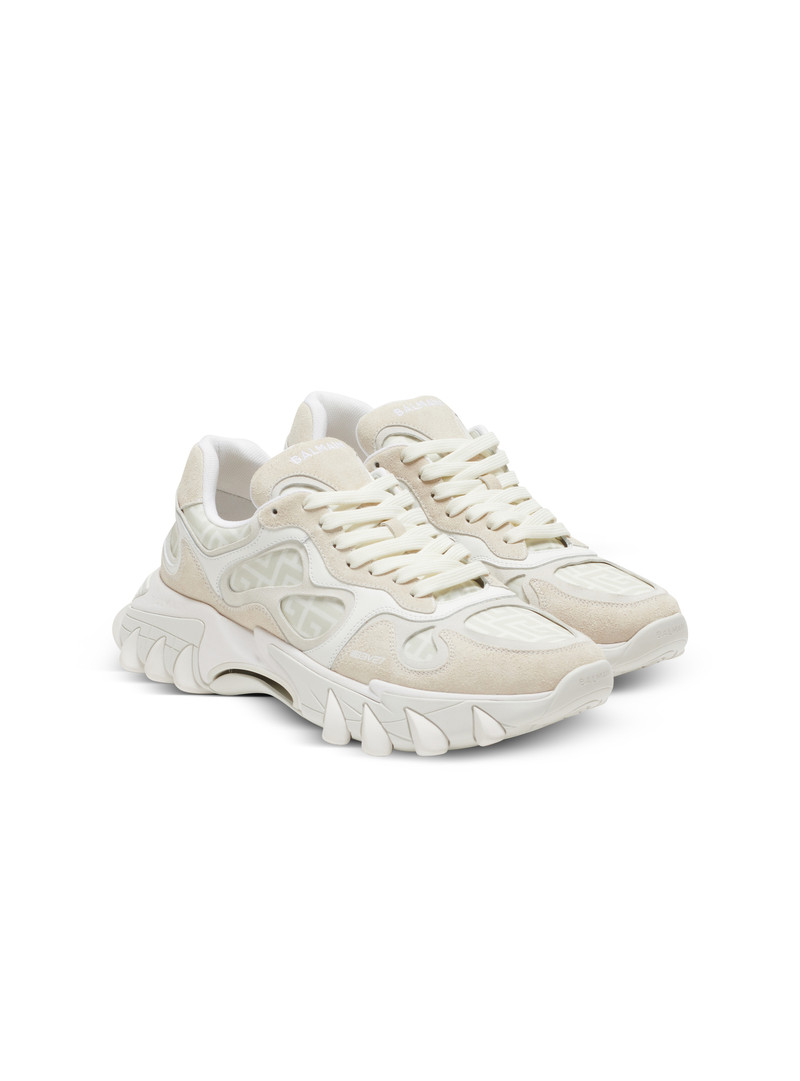 B-East monogrammed nylon and leather trainers 2