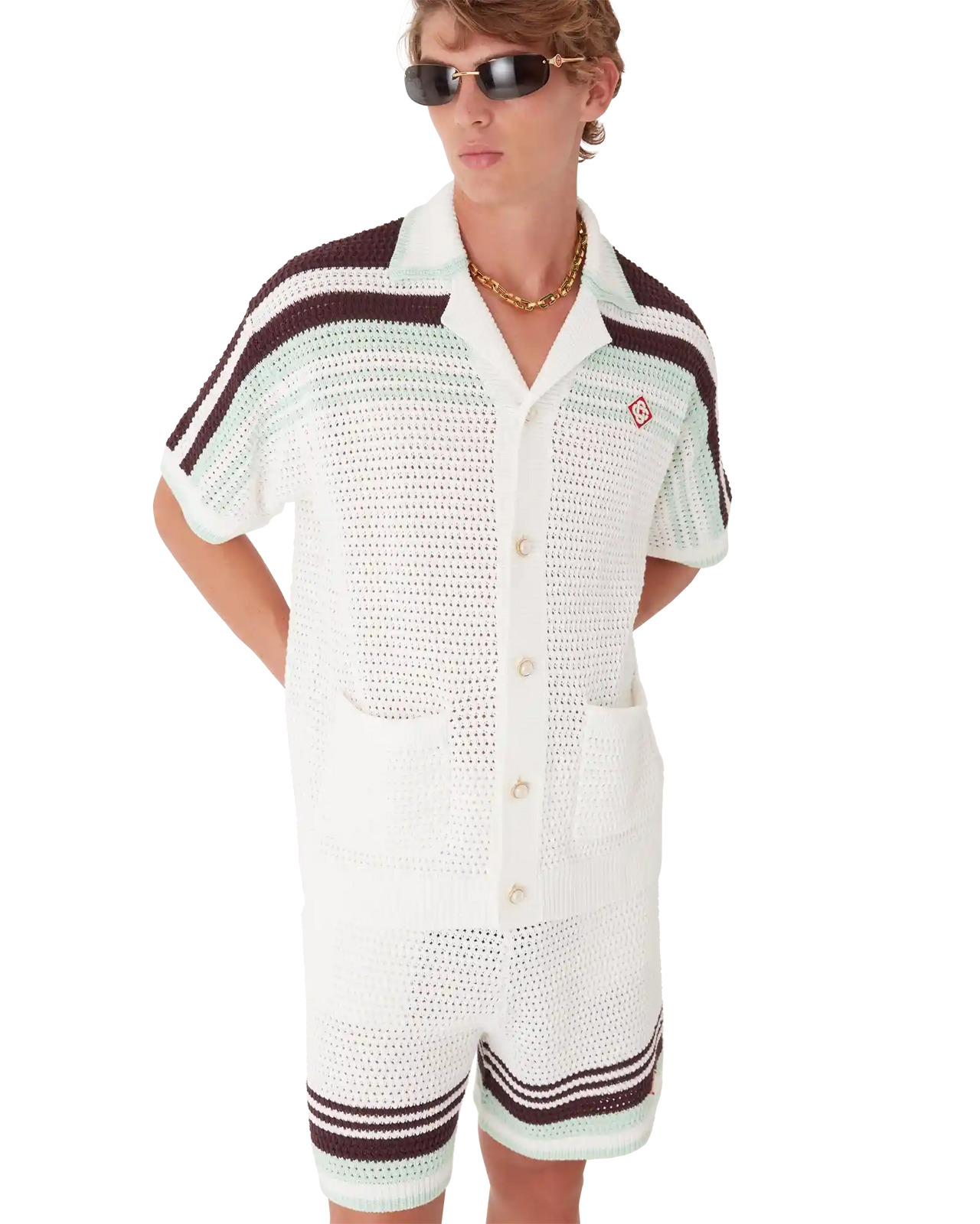 Tennis Cotton Crochet Short Sleeve Shirt | Casablanca Paris - 4