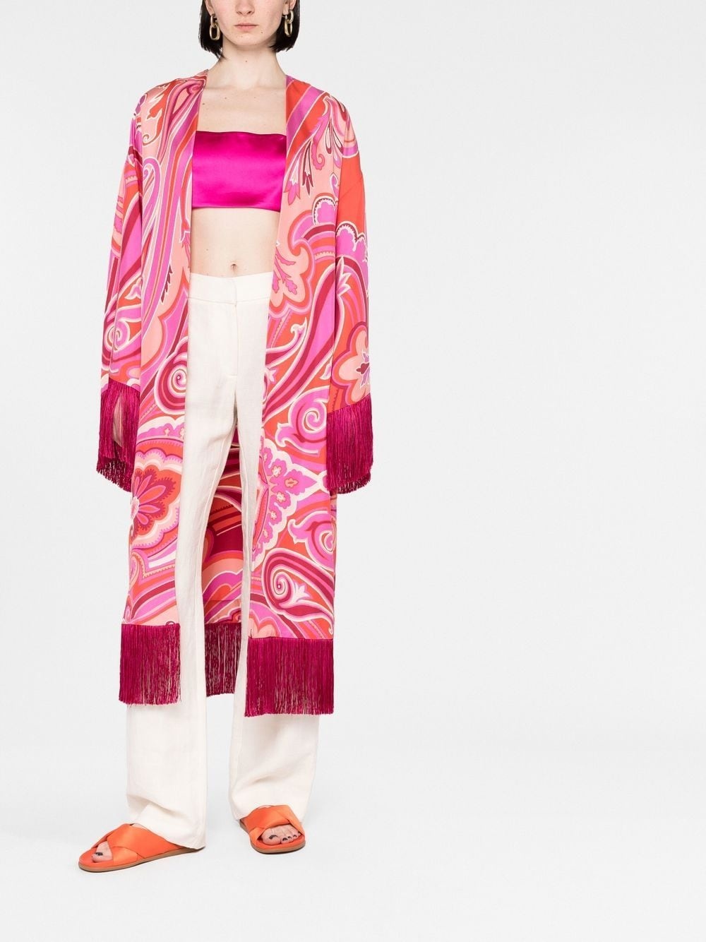 paisley-print fringed jacket - 2