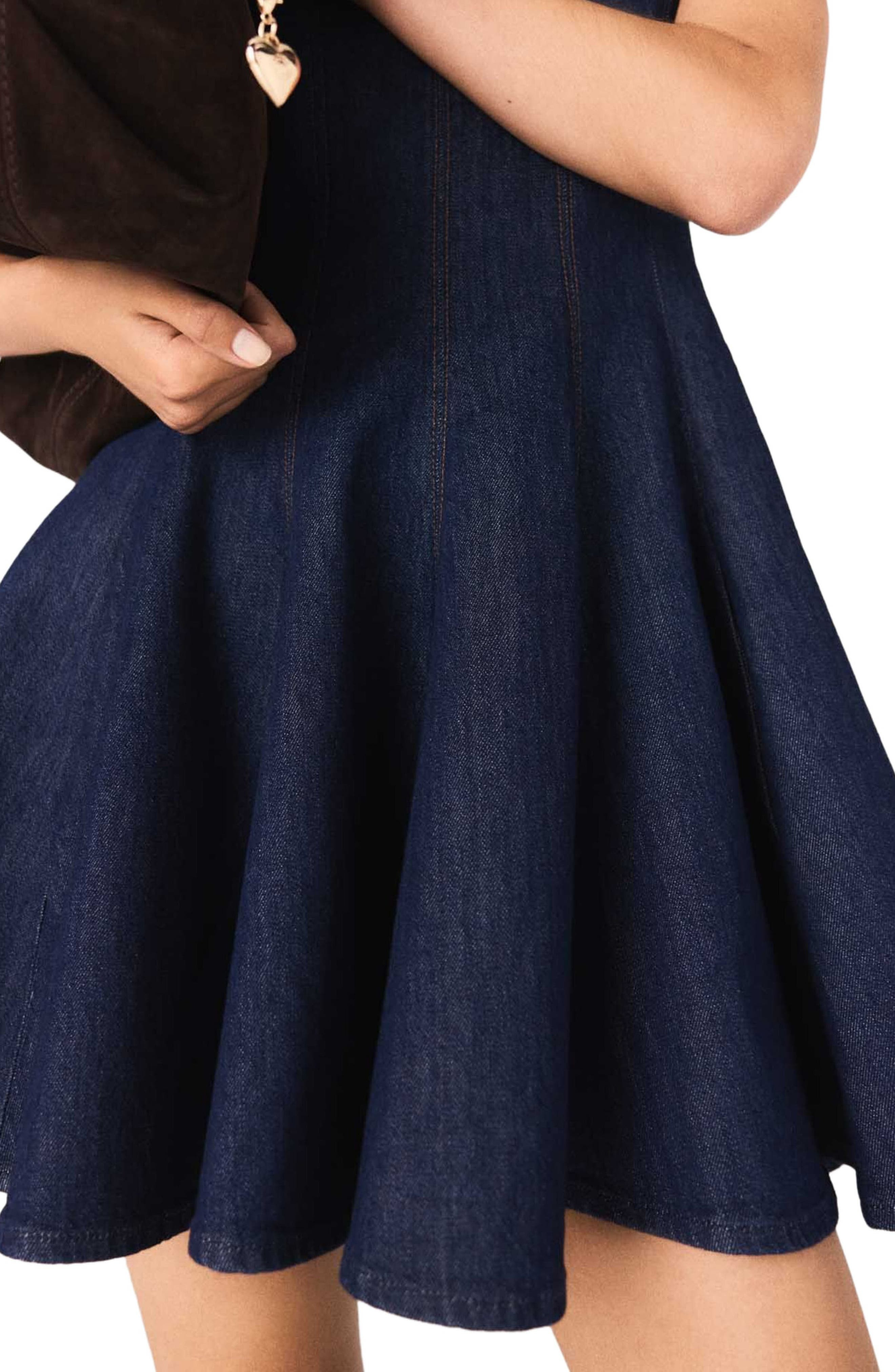 maje Short denim dress with ruffles in Navy at Nordstrom - 6