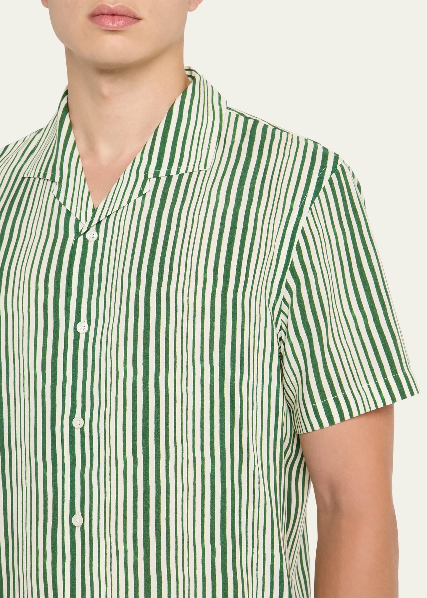 Men's Hibbert Lyocell Shore-Stripe Classic Fit Short-Sleeve Shirt - 5