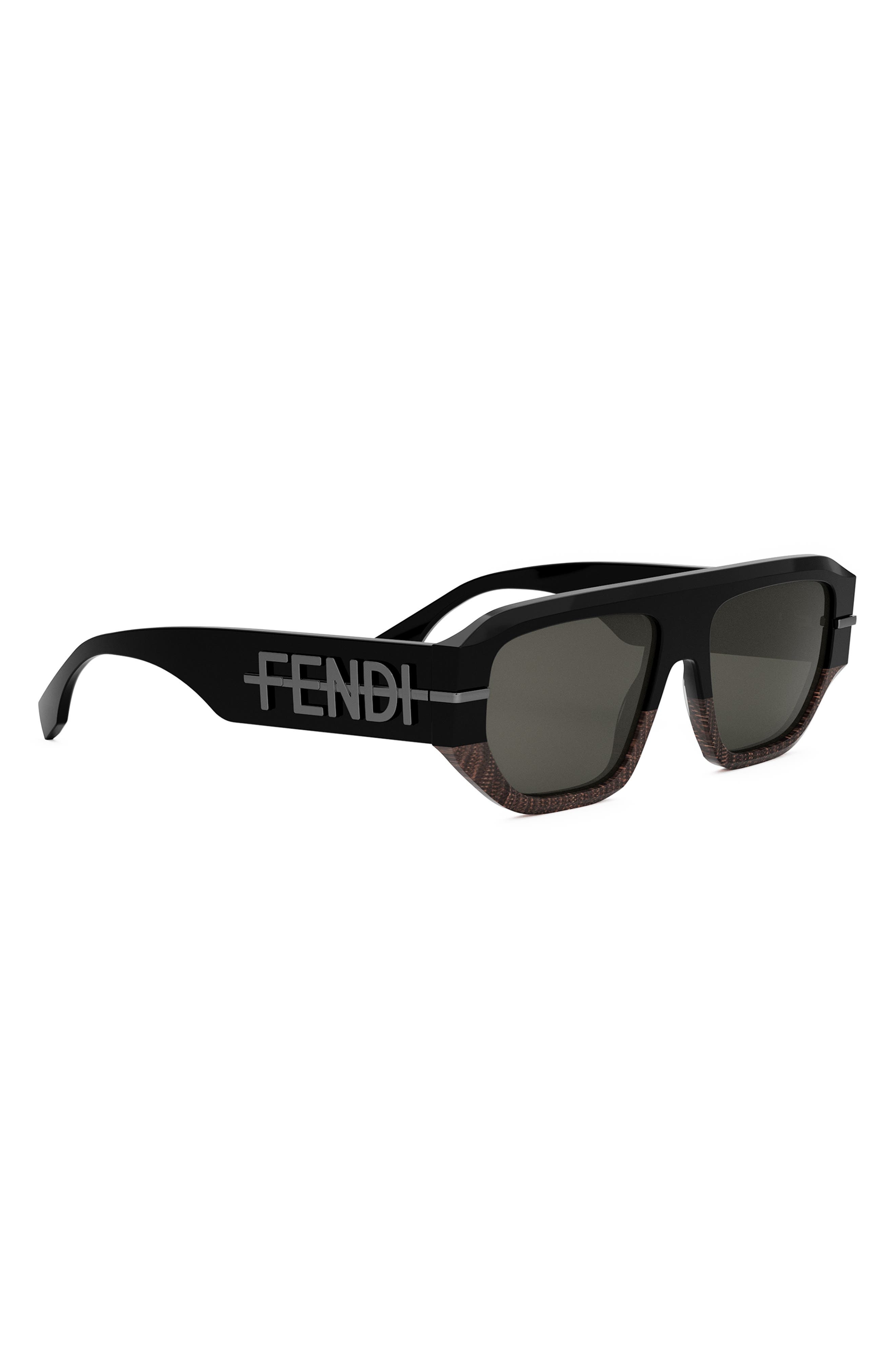 'Fendigraphy 54mm Geometric Sunglasses in Black/Other /Smoke at Nordstrom - 8