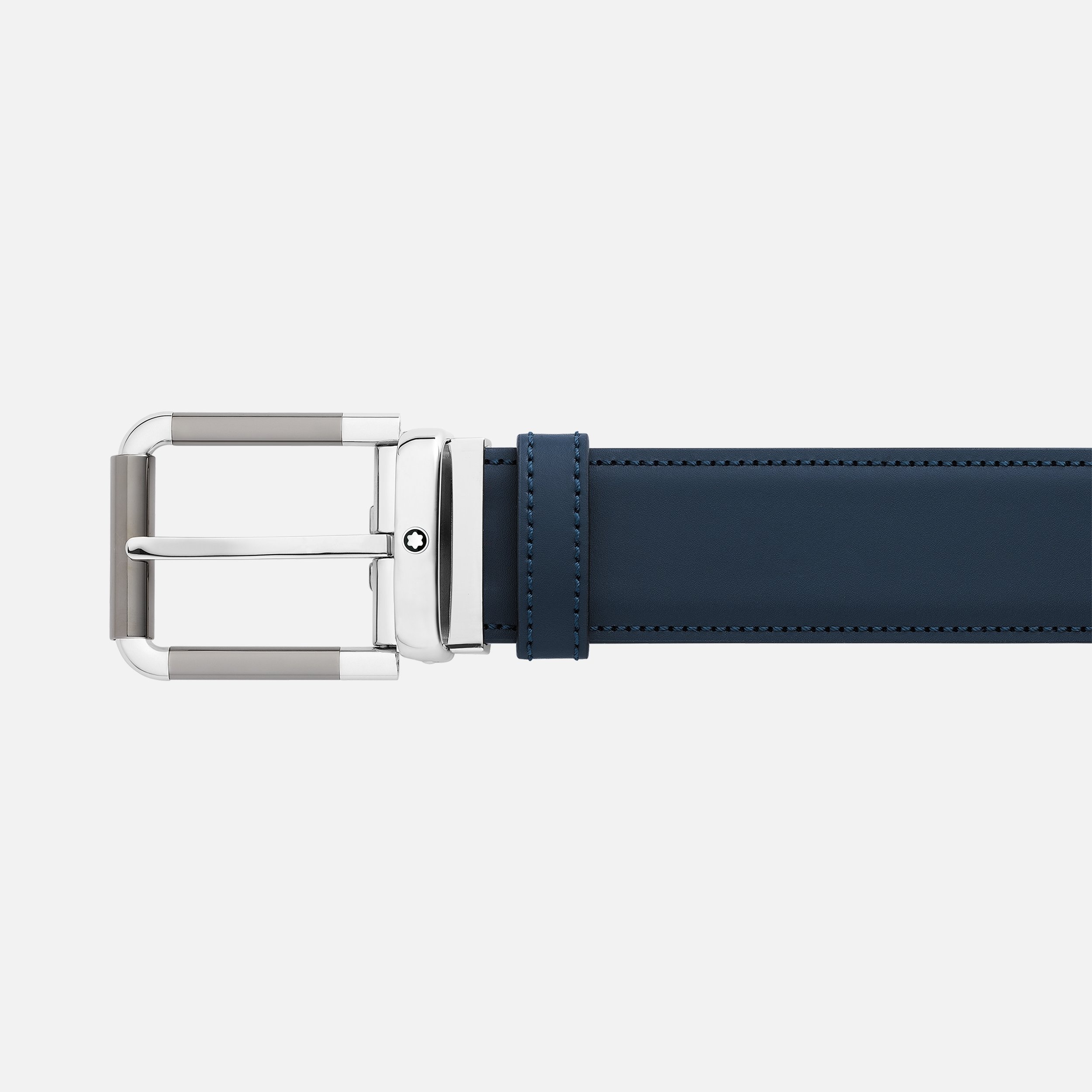 Black/blue 35 mm reversible leather belt - 3