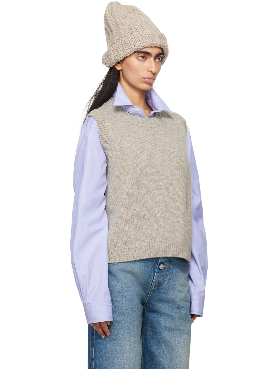 Beige Shetland Wool Tank Top - 2