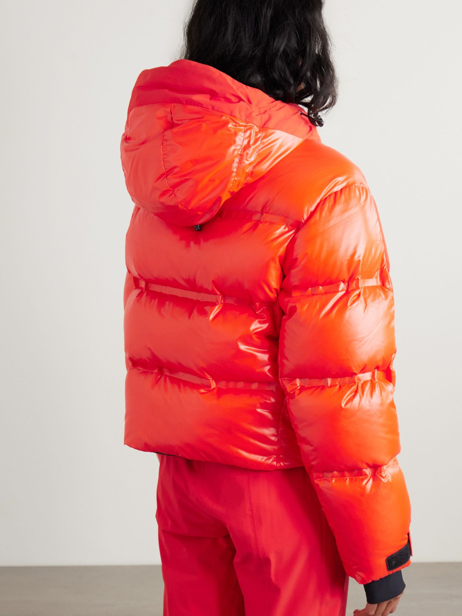 Super Nuke hooded quilted paneled down ski jacket Red - 4