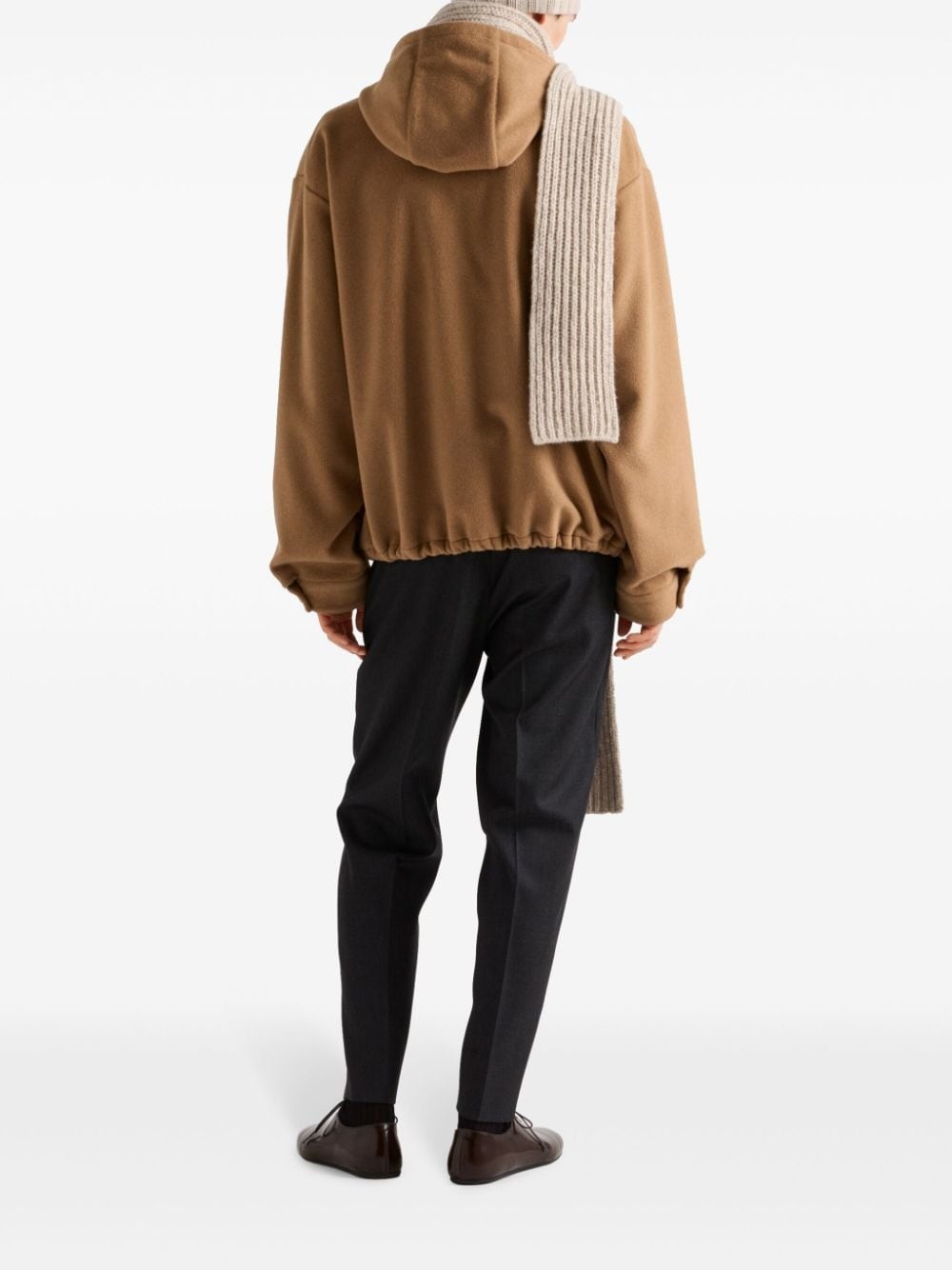 camel-hair hoodie jacket - 3