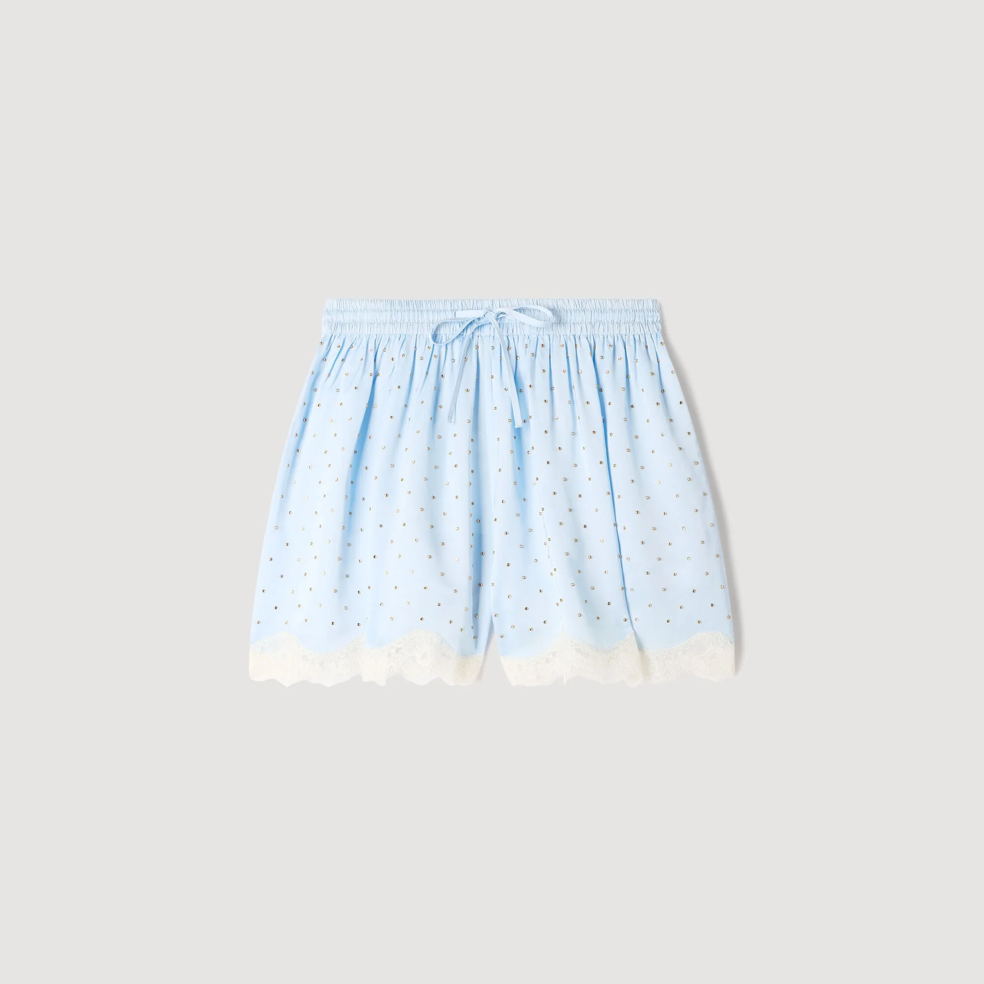 RHINESTONE SHORTS WITH LACE - 1