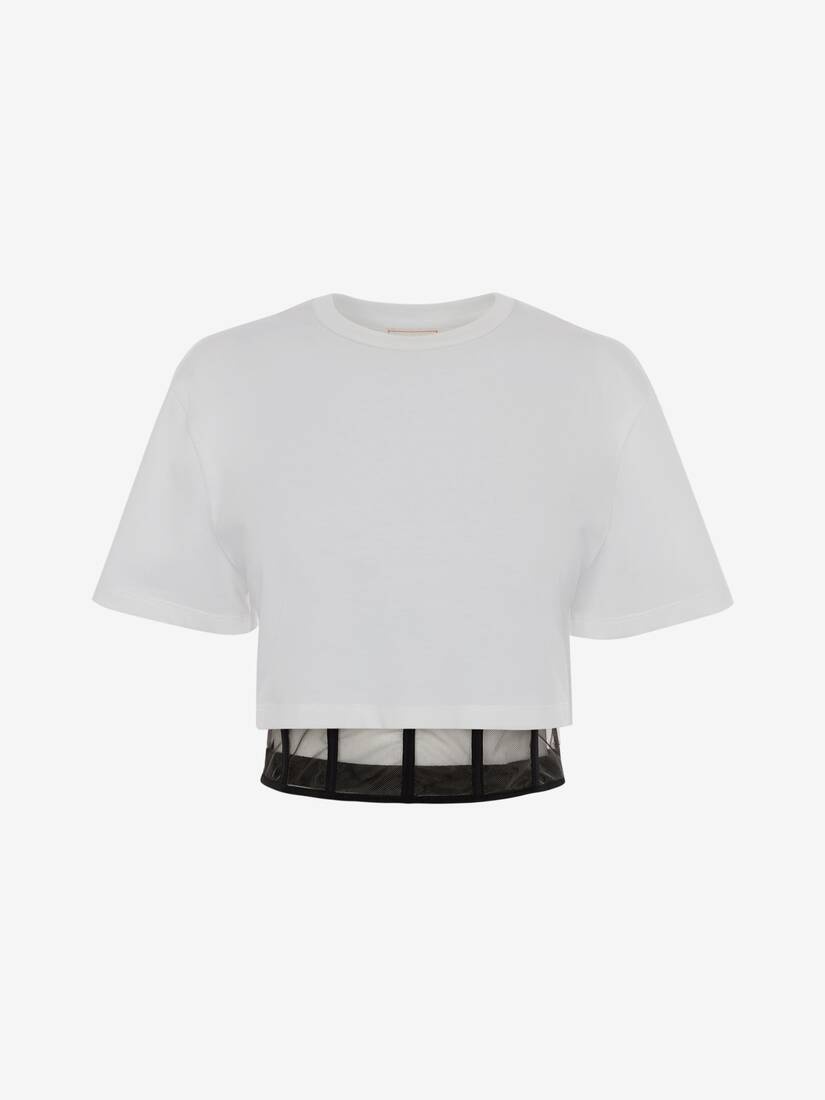 Women's Corset T-shirt in White/black - 1