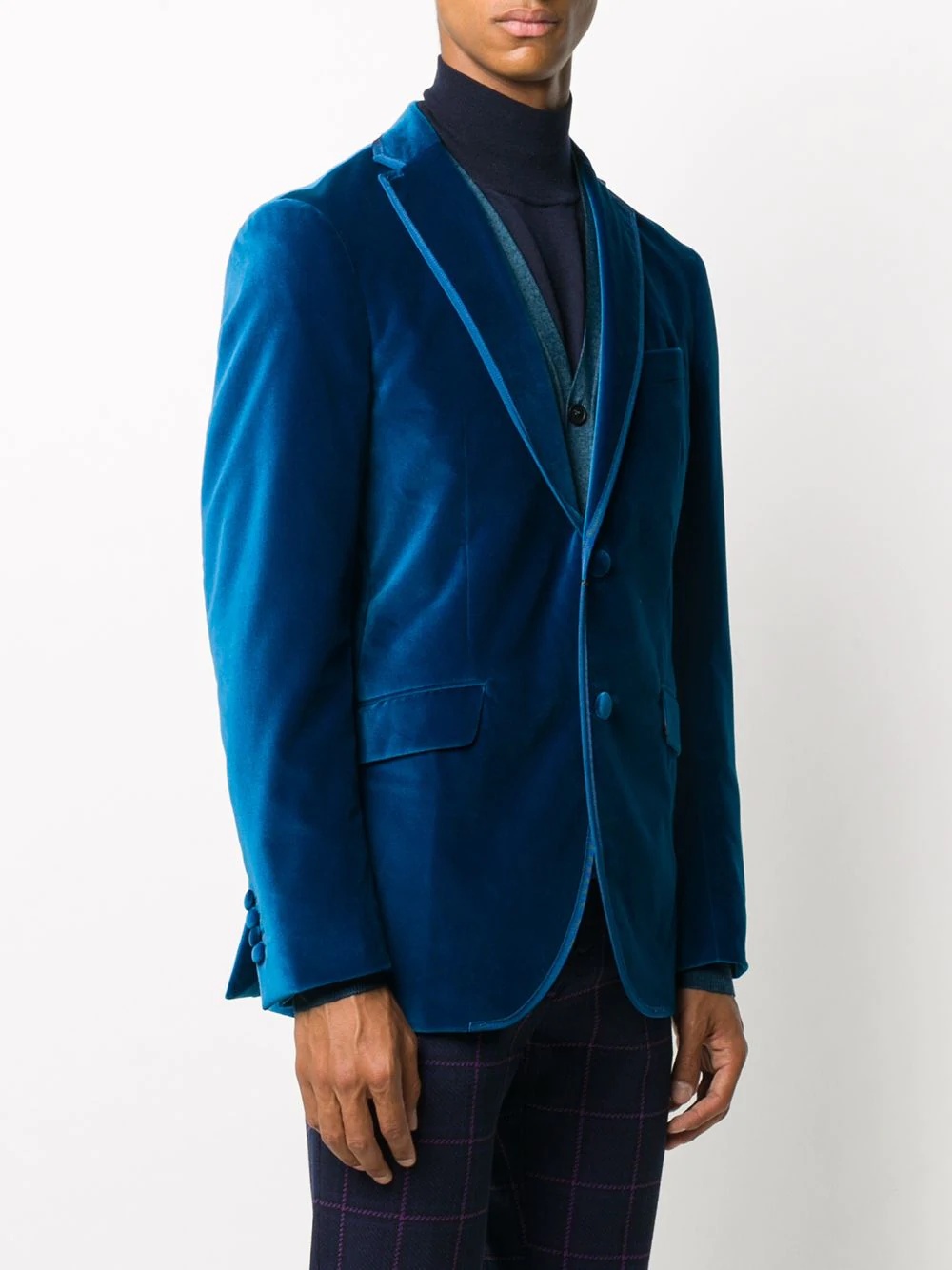 velvet grosgrain-trimmed blazer - 3