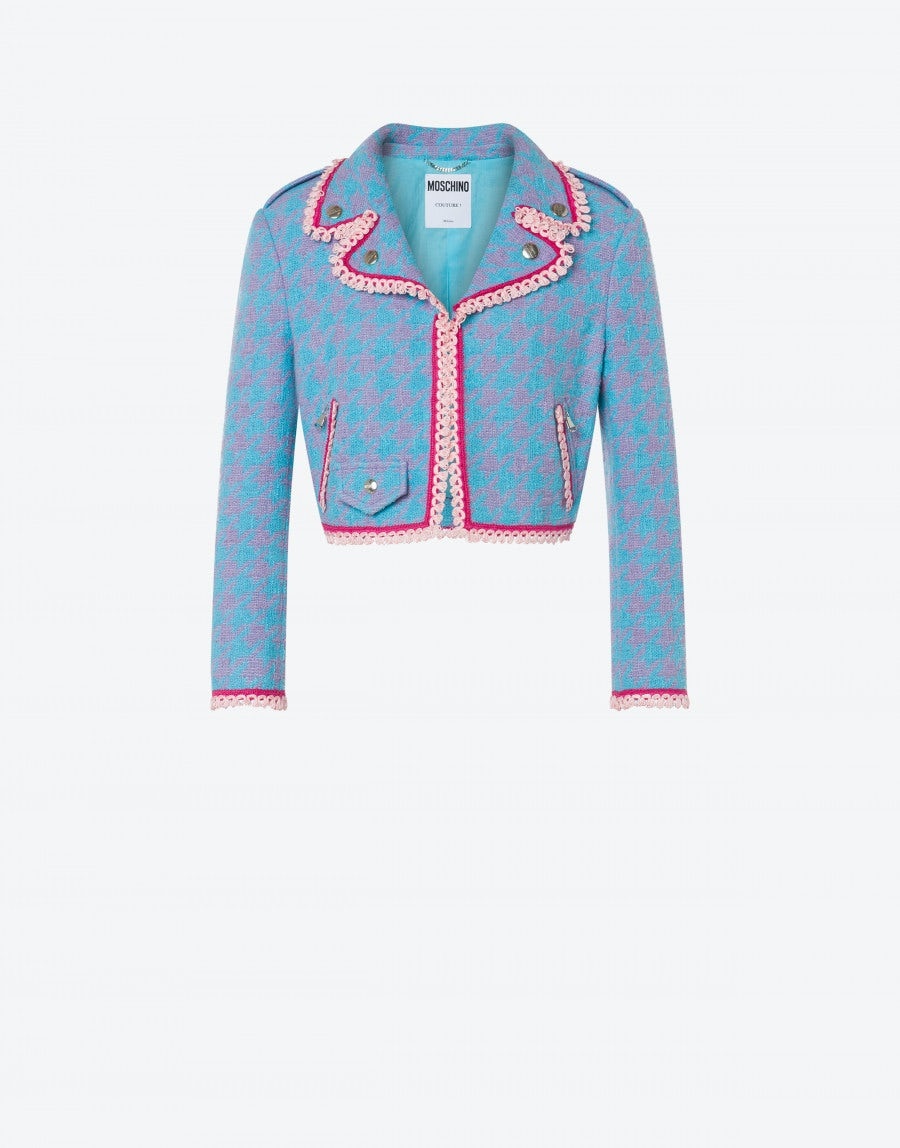 HOUNDSTOOTH CROPPED JACKET - 1