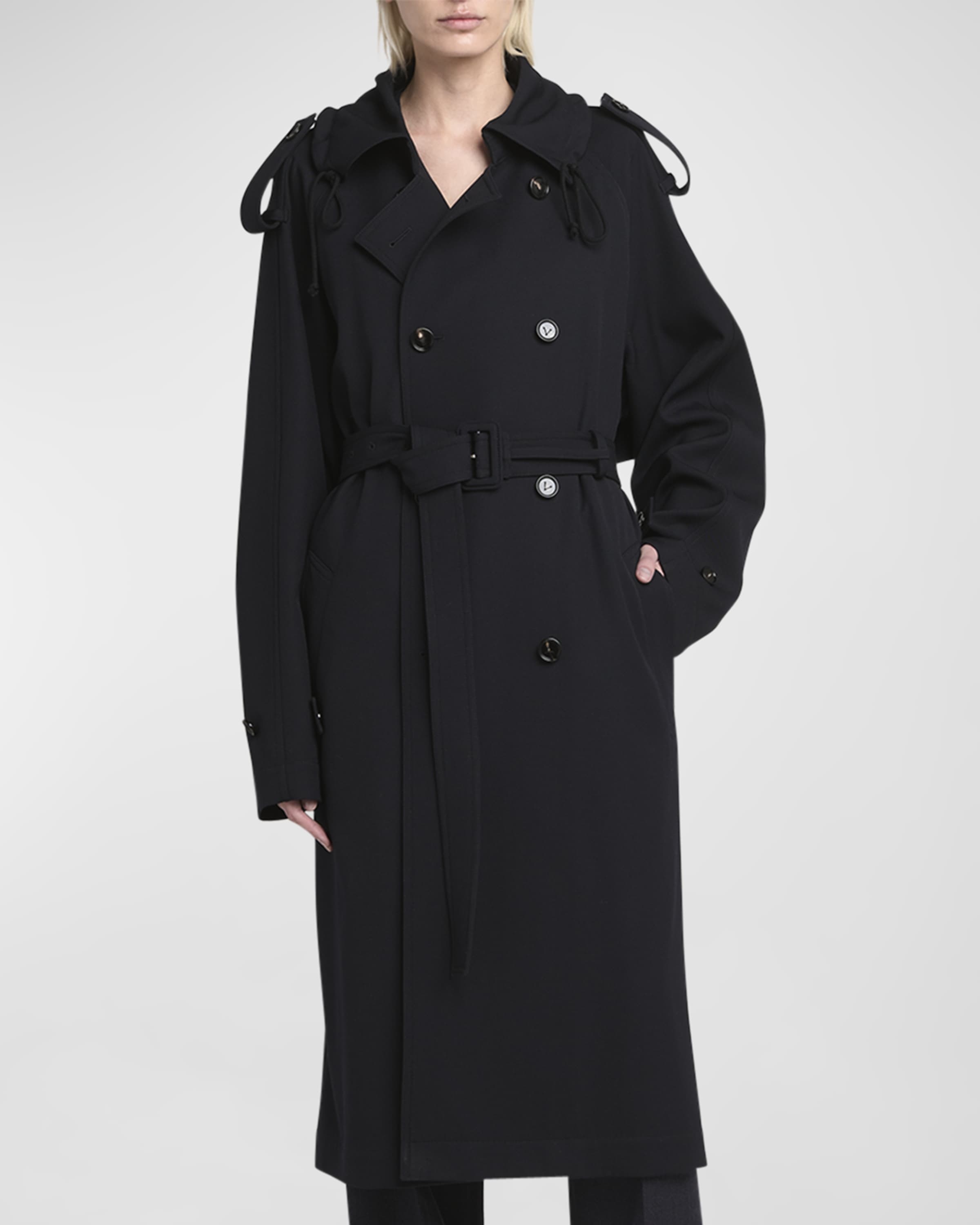 Bottega Veneta Compact Wool Gabardine Belted Trench Coat