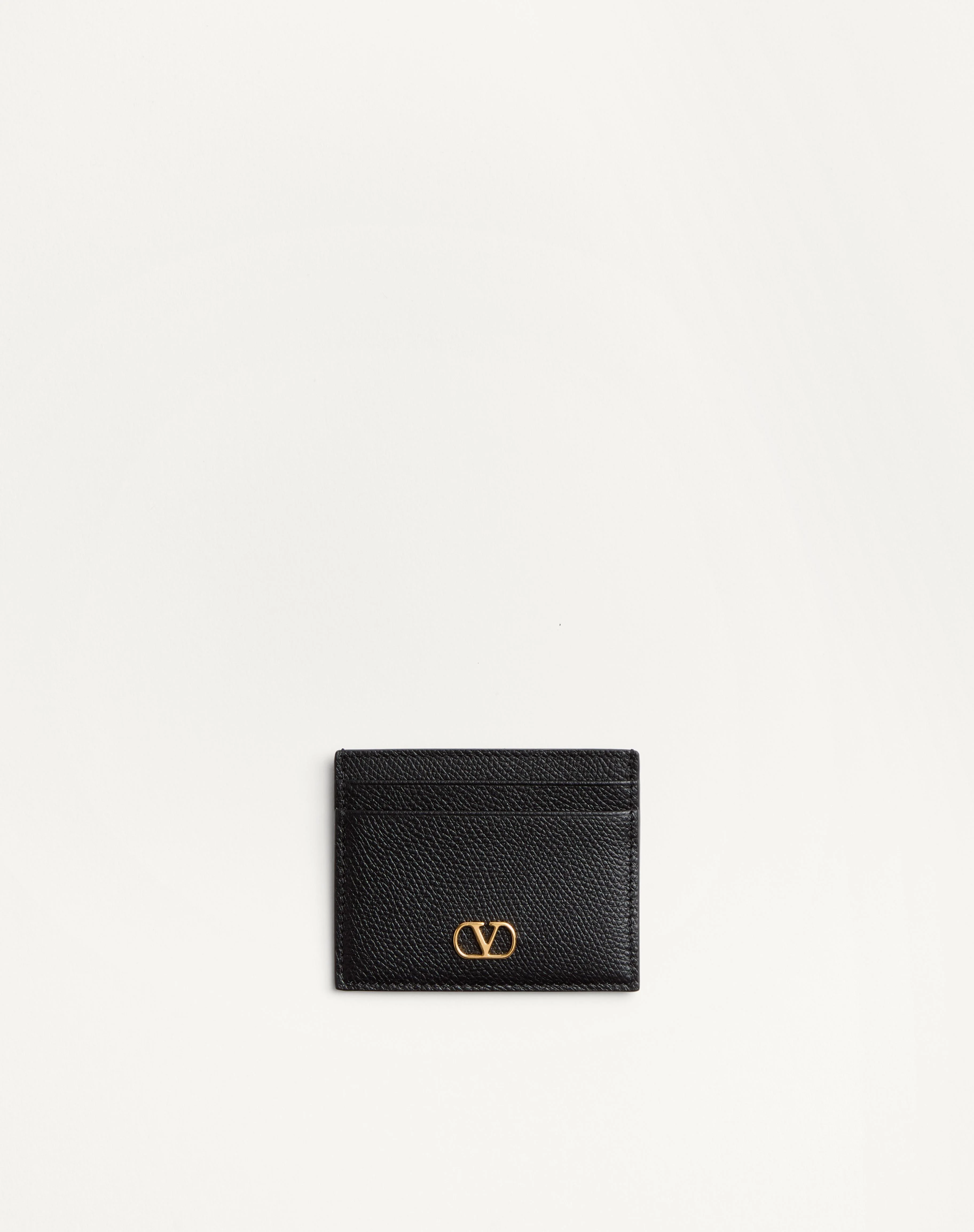 VLOGO SIGNATURE GRAINY CALFSKIN CARD HOLDER - 1