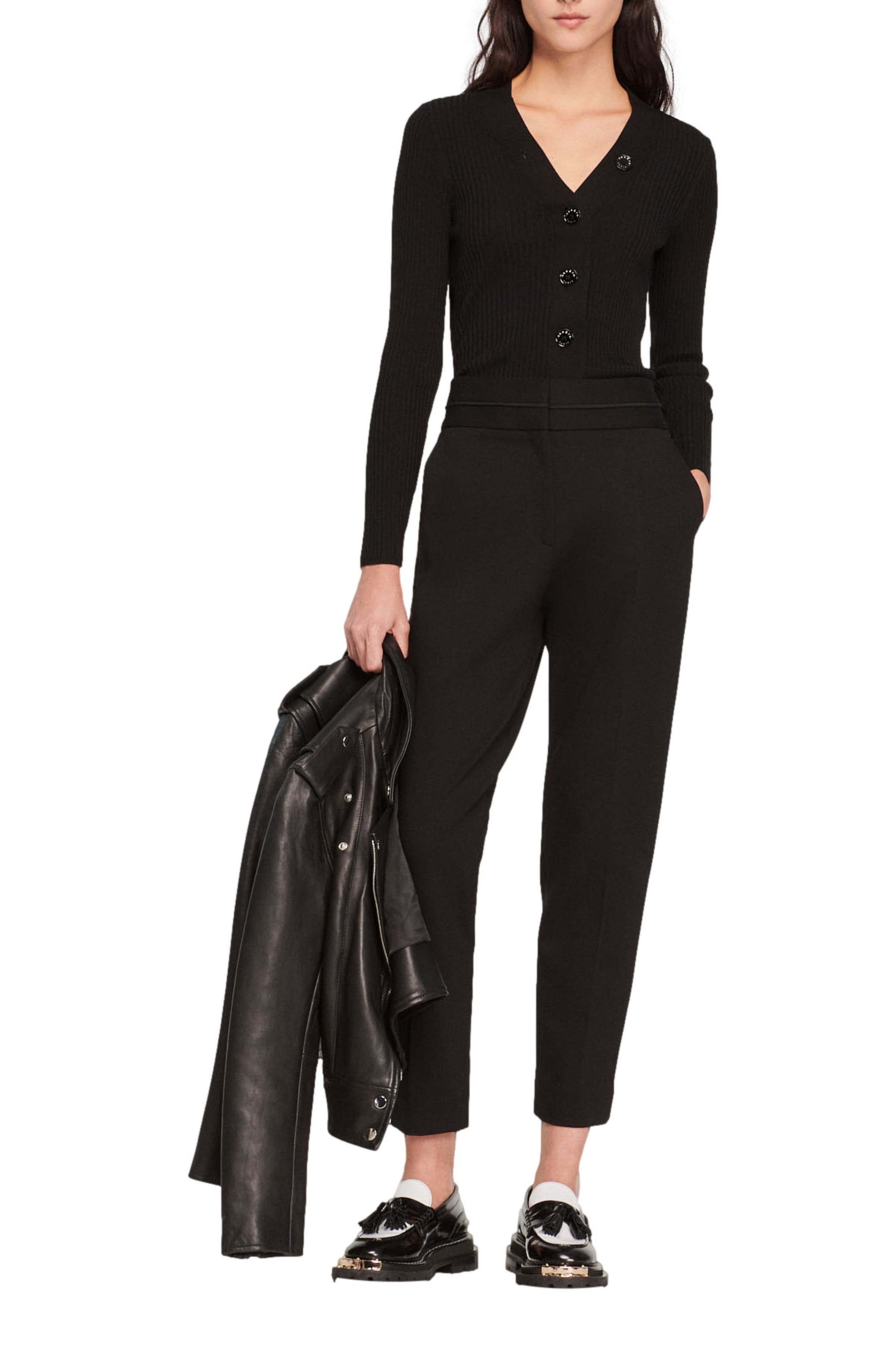 SANDRO Cardigan in certified viscose in Black at Nordstrom - 5