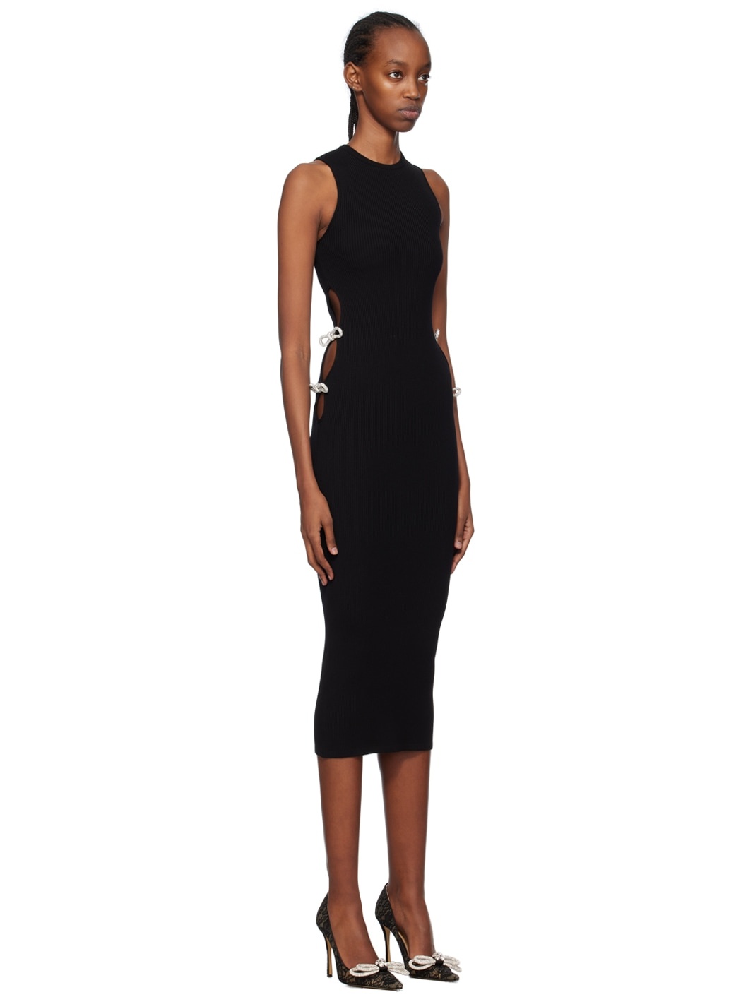 Black Crystal-Cut Midi Dress - 2