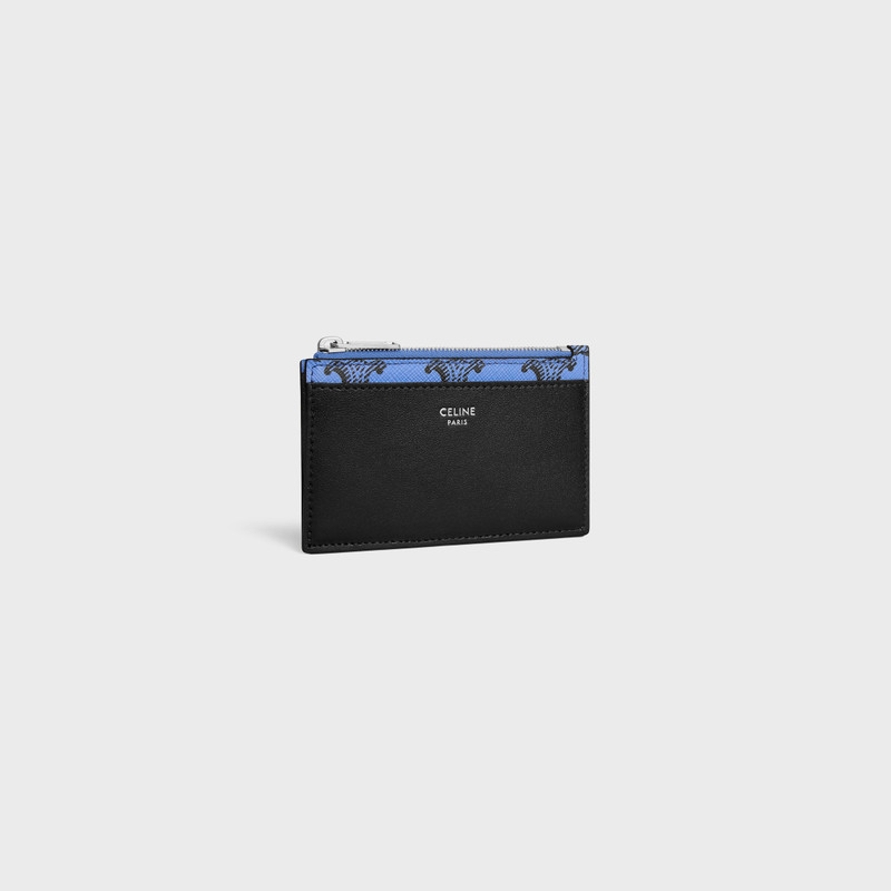 CELINE Zipped Card Holder IN Triomphe Canvas and lambskin outlook