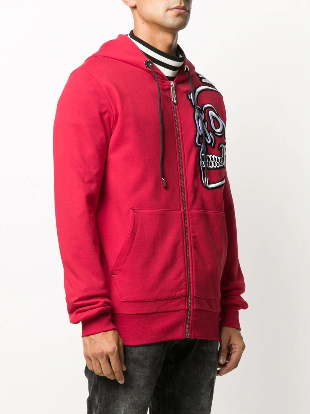 Outline Skull cotton hoodie - 3