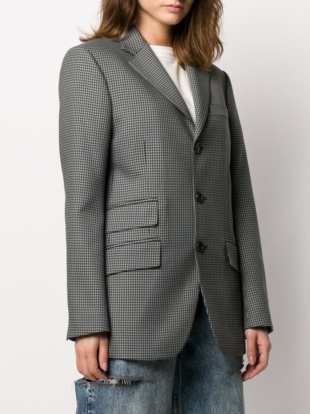 single breasted gingham blazer - 3