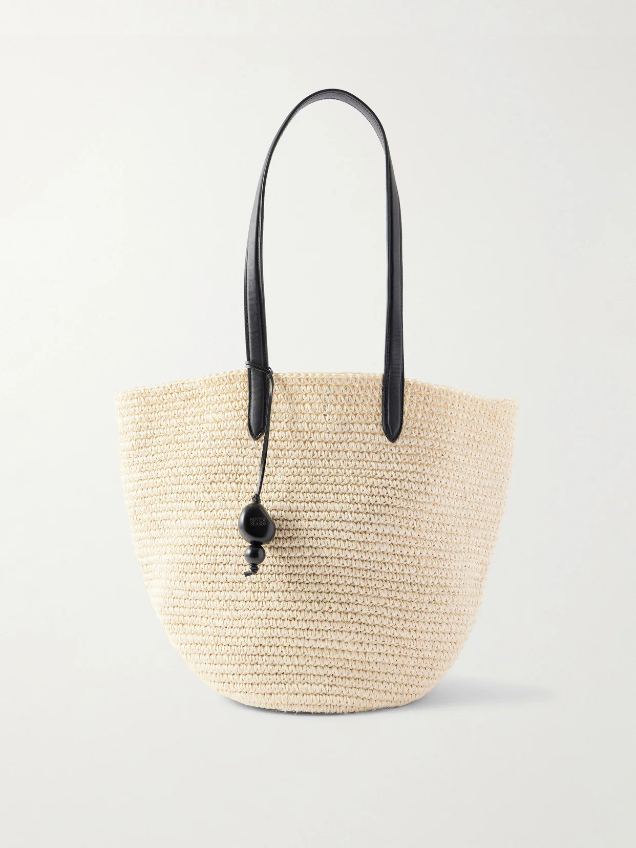 Market Leather-trimmed Woven Raffia Tote - 1