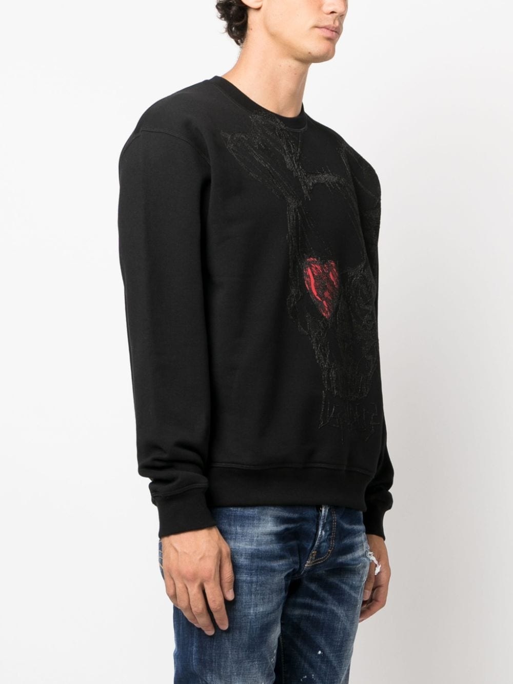 skull-print cotton sweatshirt - 3