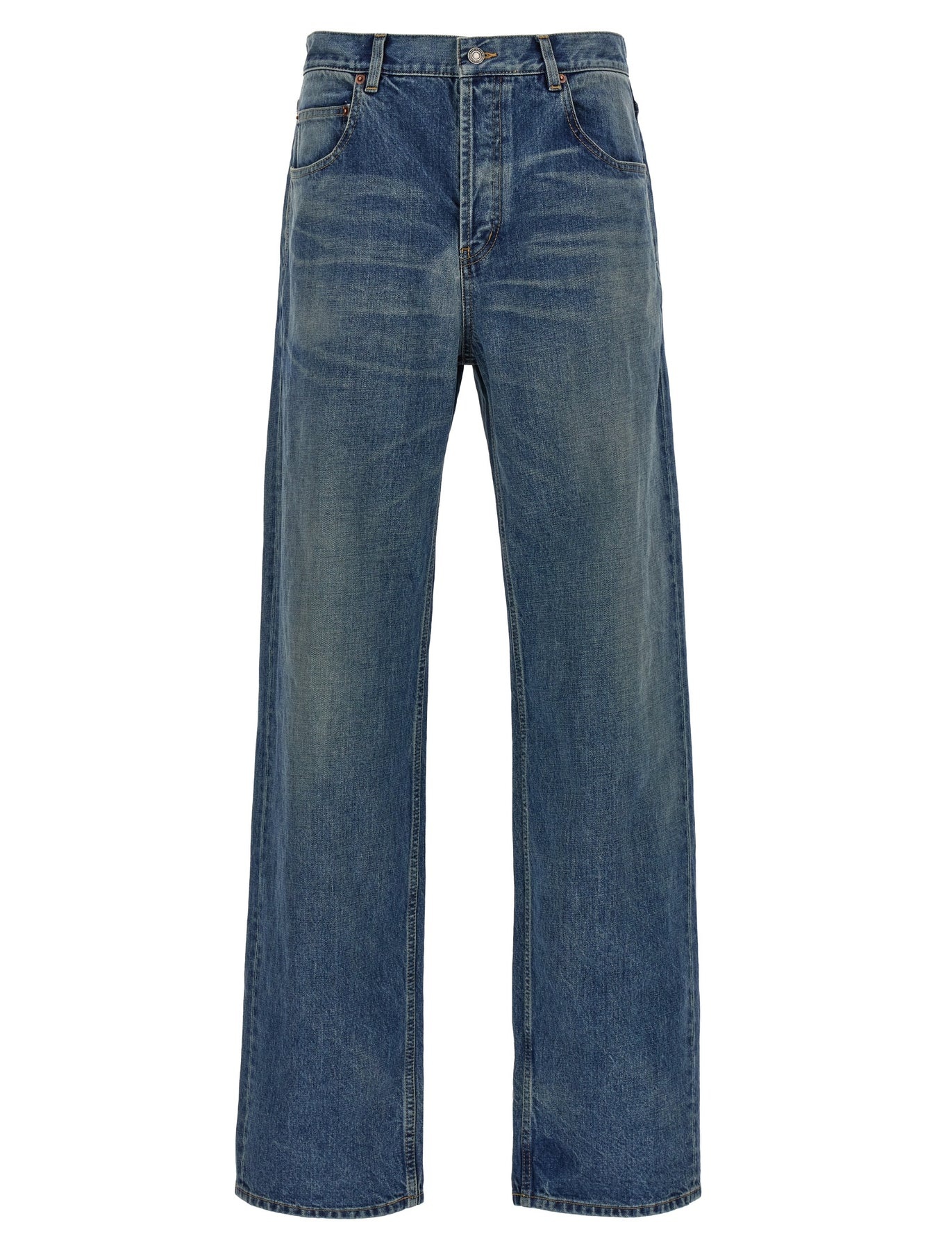 デニム・ジーパン SAINT LAURENT Woman Jeans Gnawed Blue 782393Y19XA 4419 Nico Low-Rise Jeans in Sicily Blue Denim | Saint Laurent