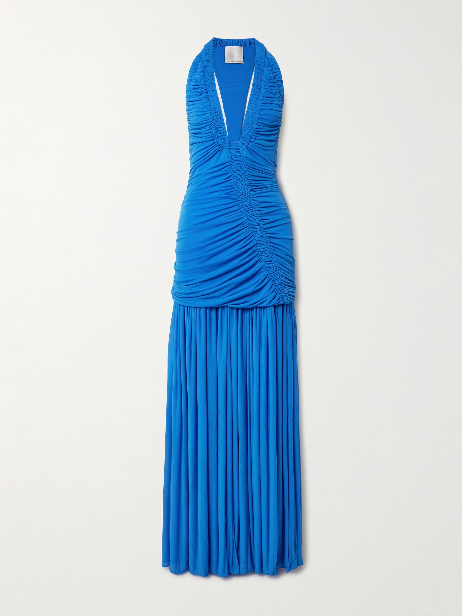 Orion open-back ruched mesh gown Blue - 1