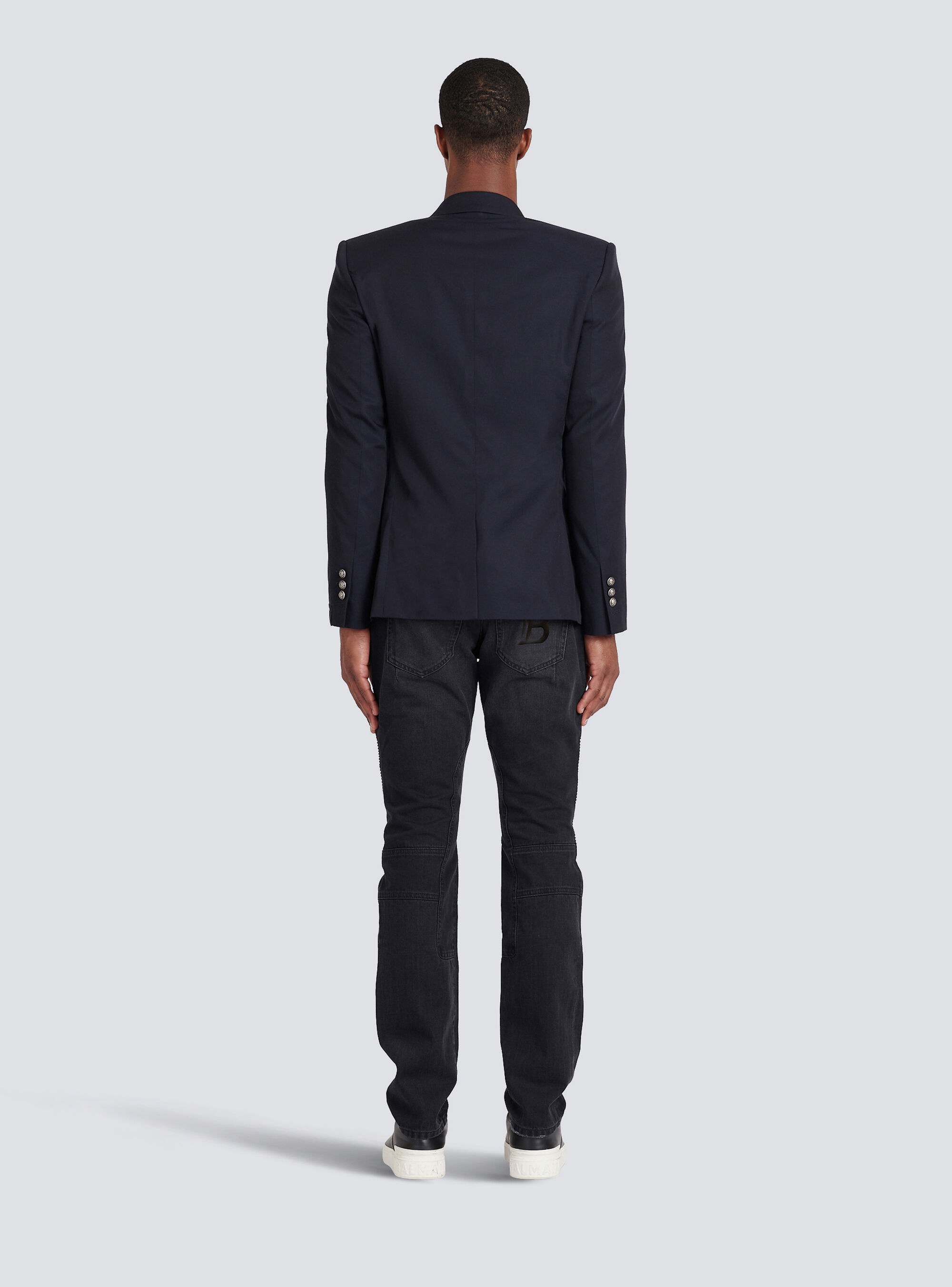 Cotton blazer with double-breasted silver-tone buttoned fastening - 4