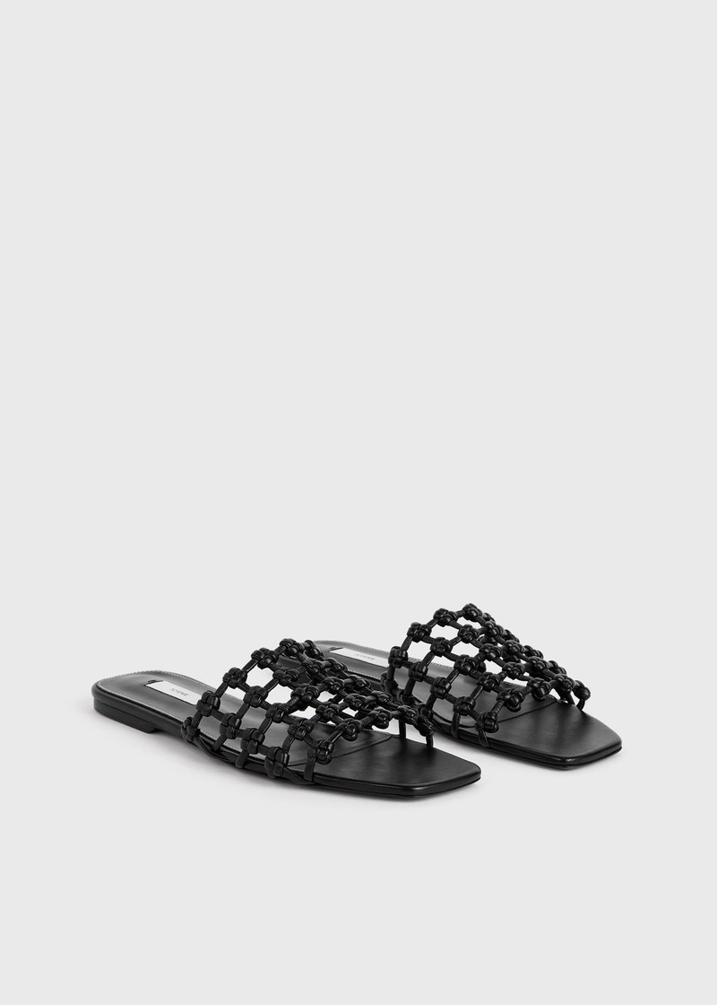 Braided-leather bandeau slides black 7