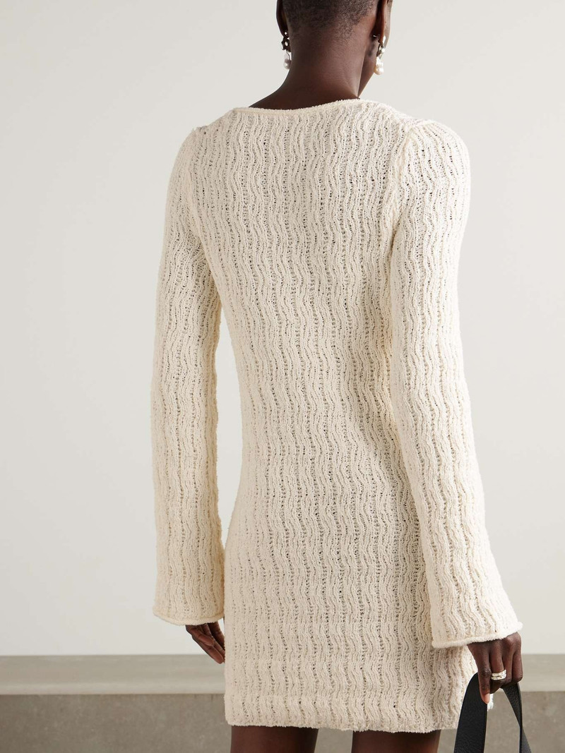 Open-knit cotton-blend chenille dress Ivory 3