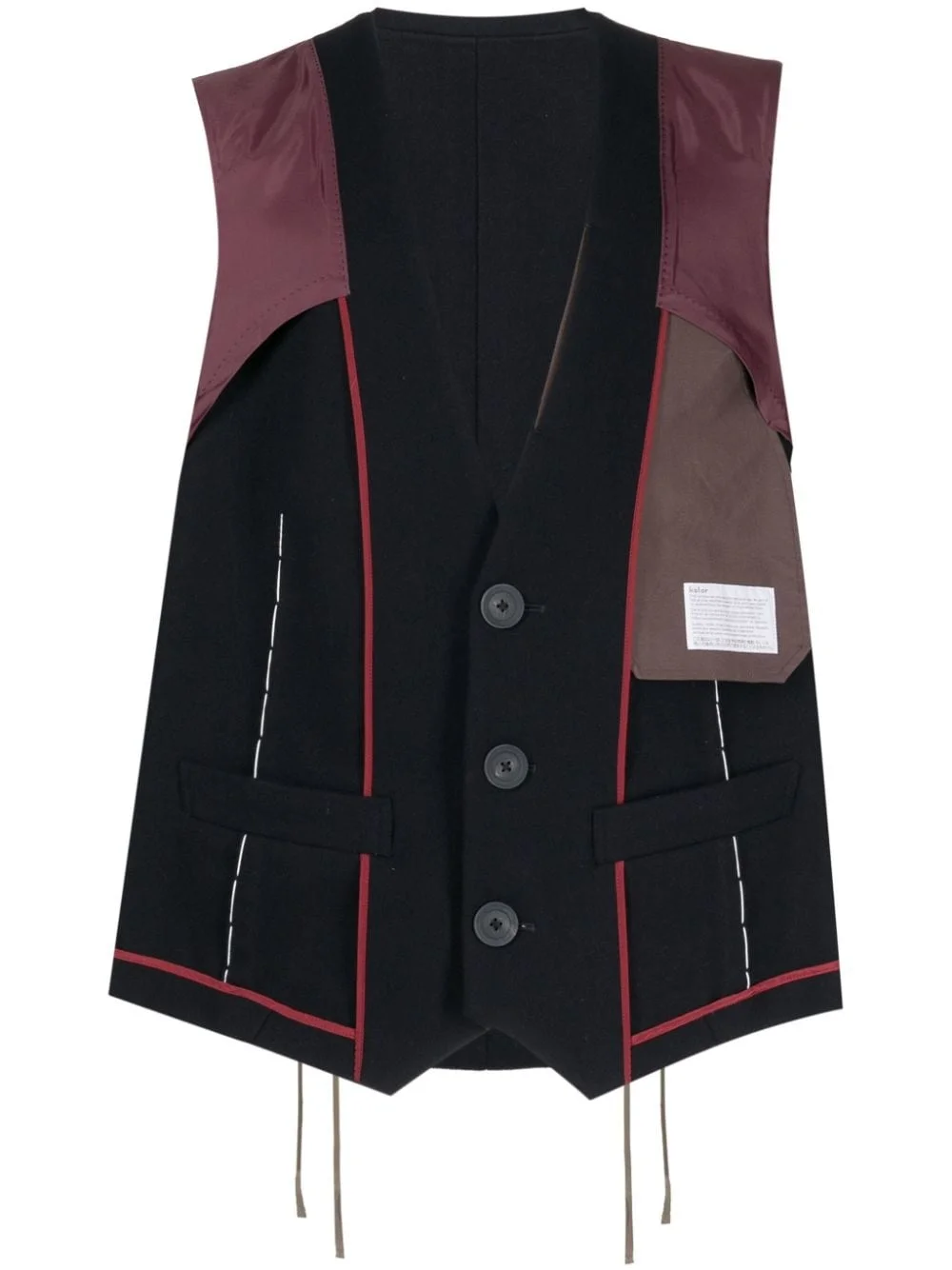 patchwork-design wool vest - 1