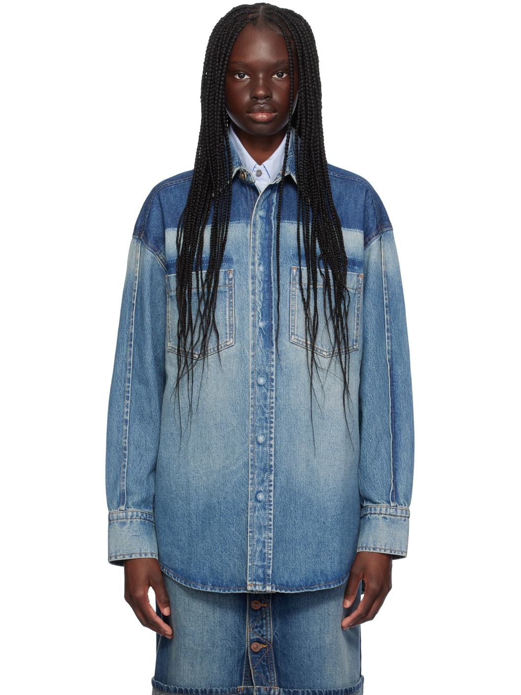 Blue Oversized Denim Shirt - 1