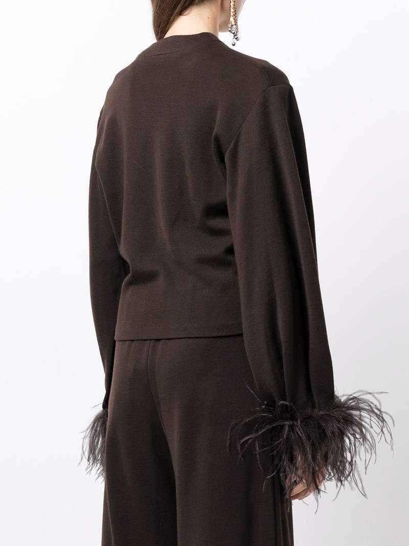 Kara feather-trim cardigan 4