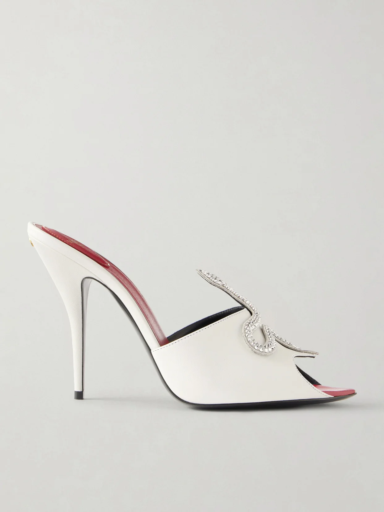 Coeur Vipère Crystal-embellished Leather Mules - 1