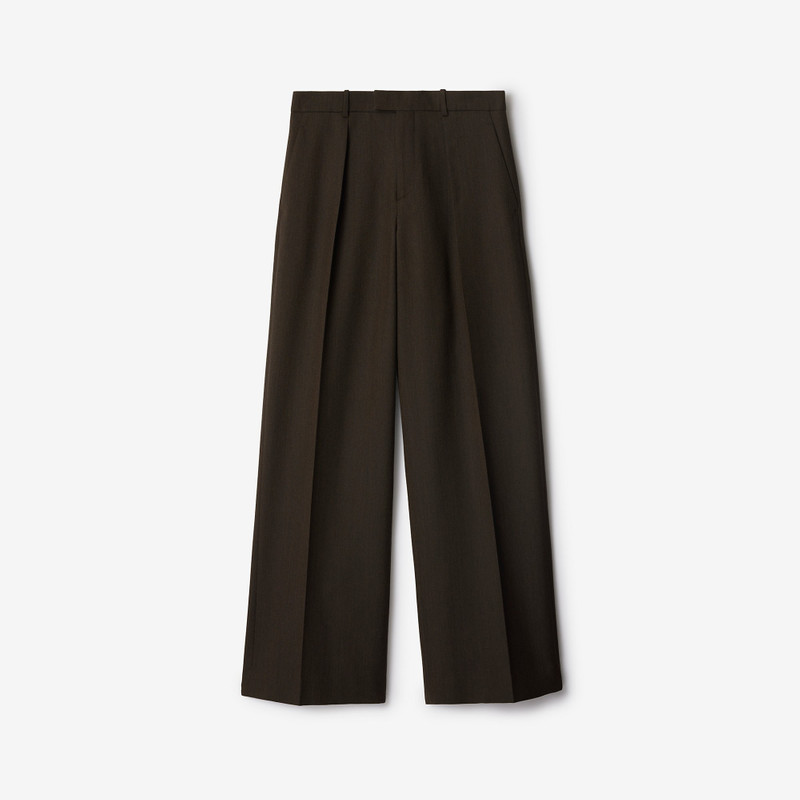 Herringbone Wool Tailored Trousers 1
