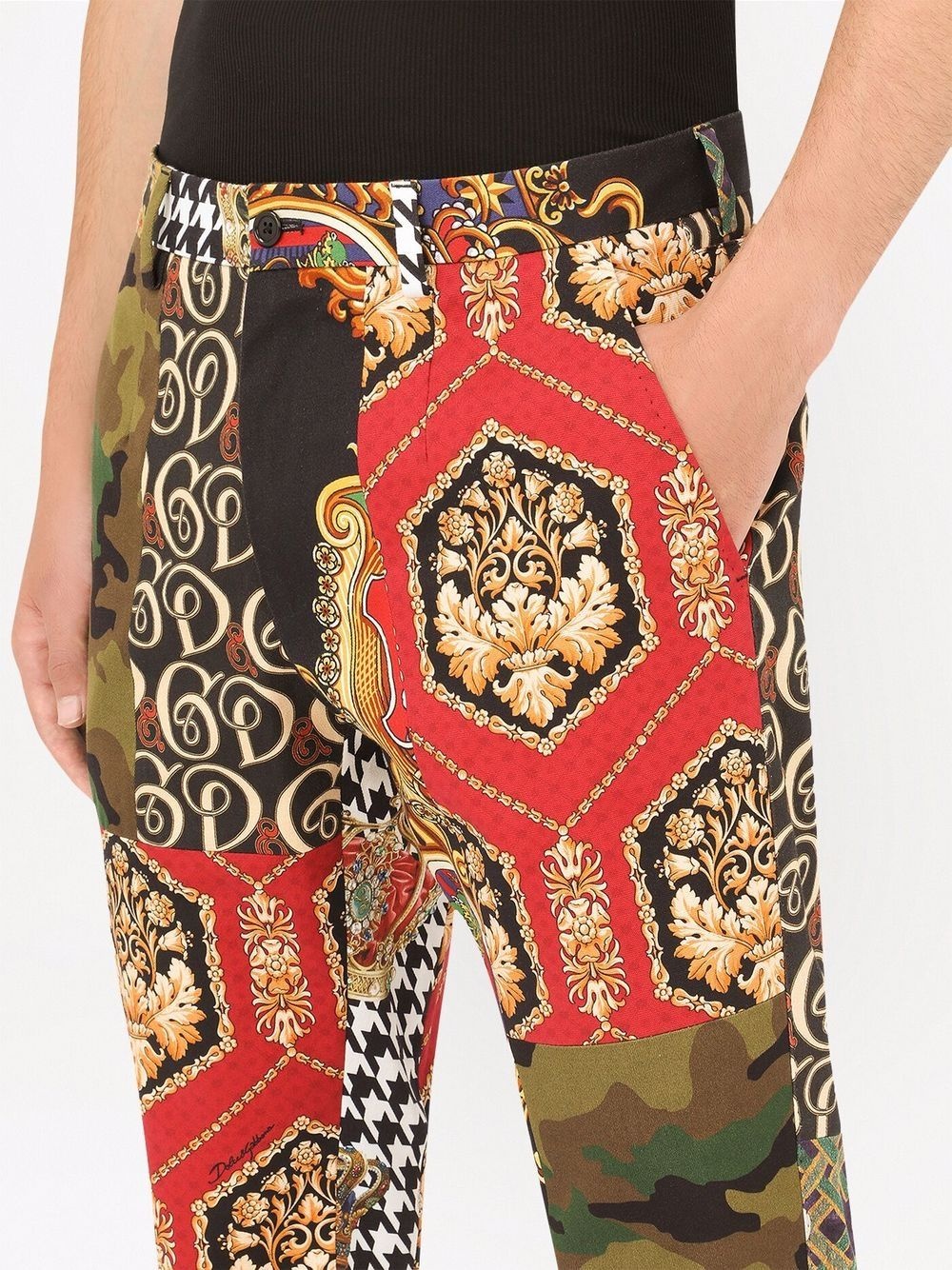 patchwork-print chino trousers - 5