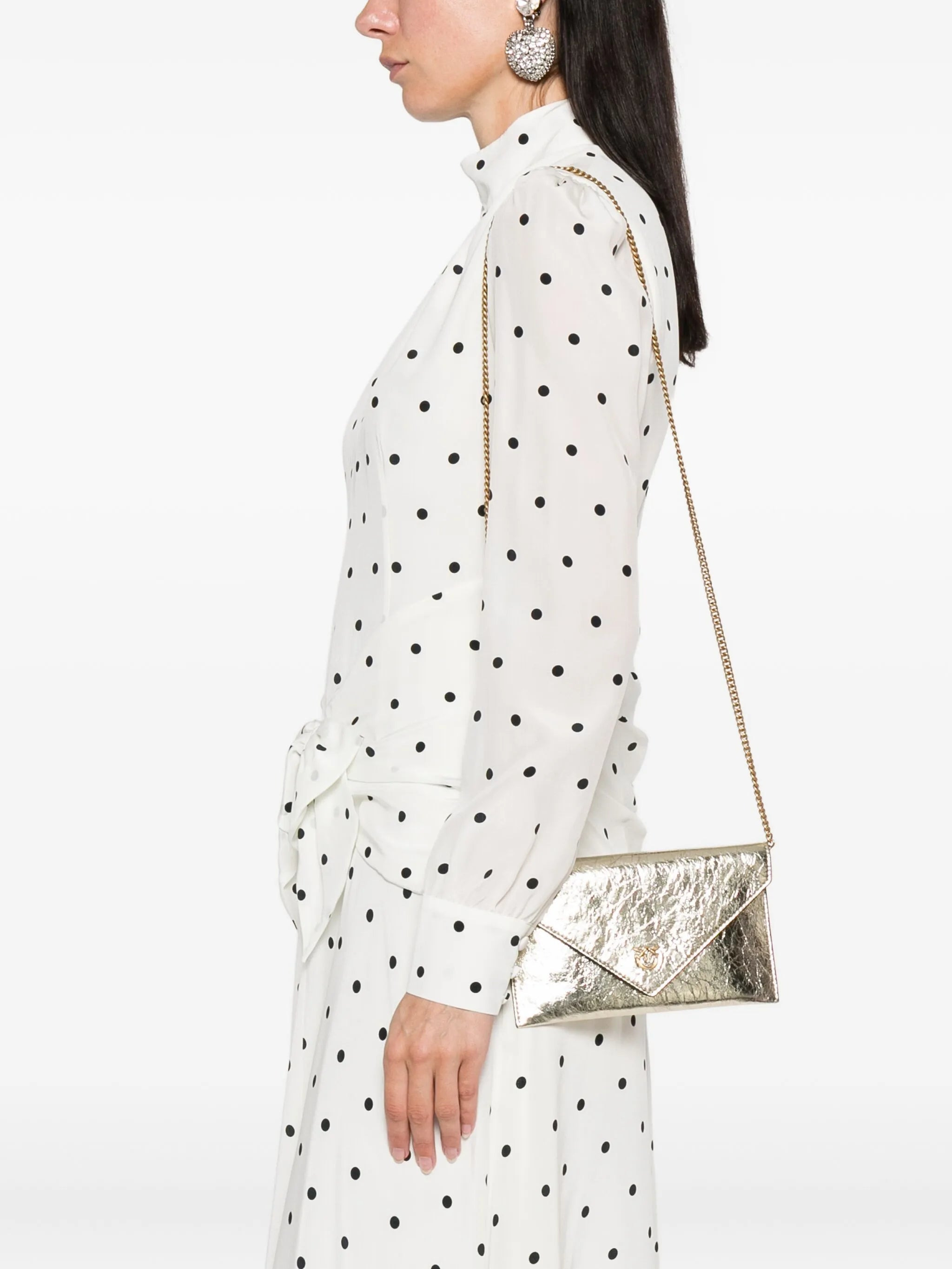 Pinko Metallic-effect Flap Chain Mini Bag - 3