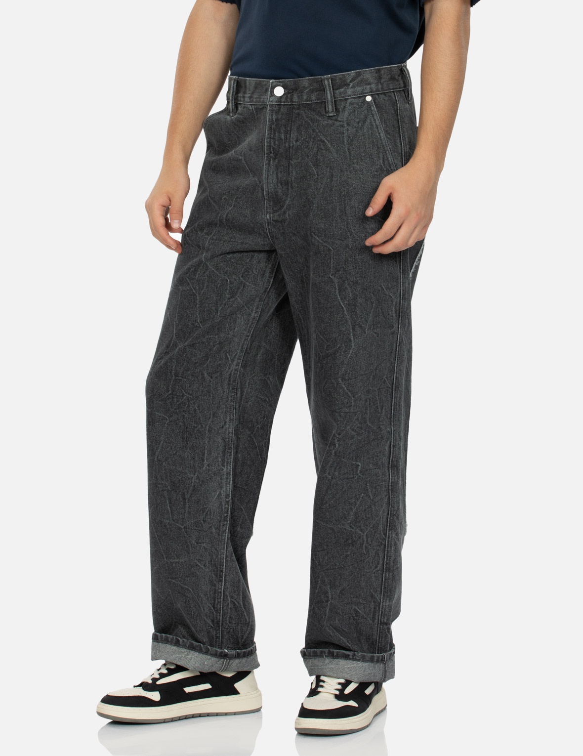 DAICOCK WITH FRINGED EDGES BAGGY FIT WORK JEANS - 8