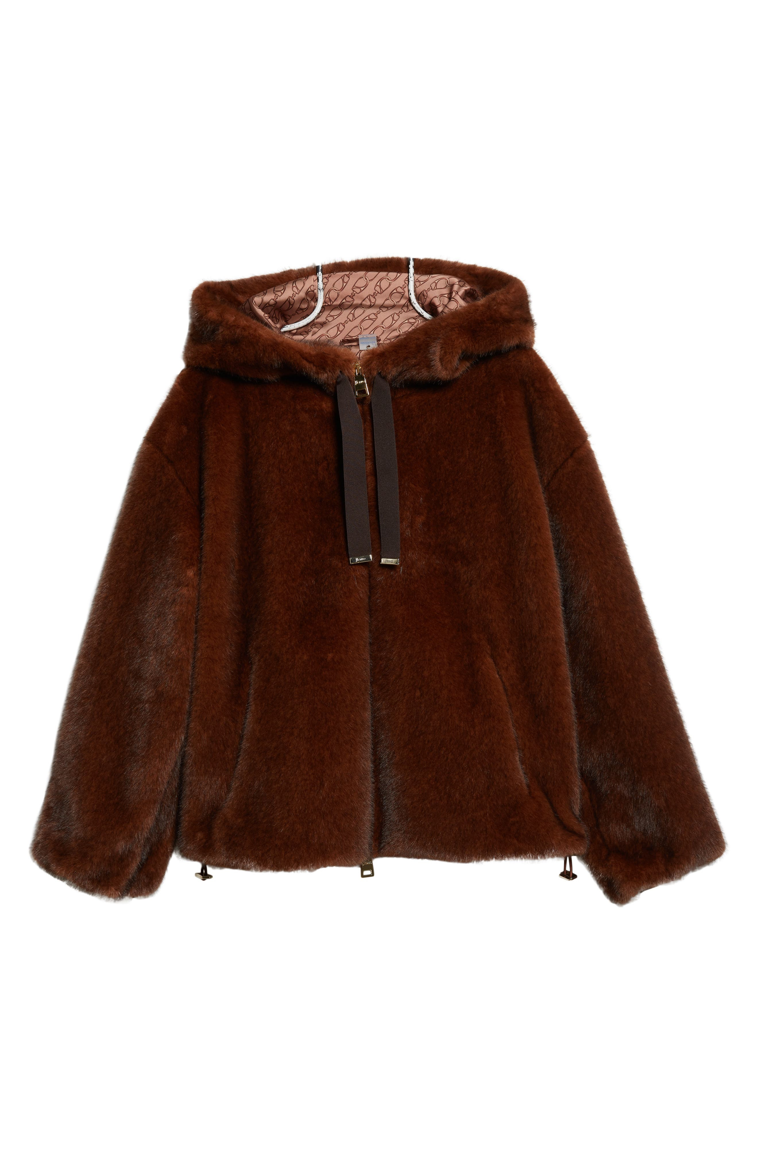 Herno Mink Faux Fur Hooded Blouson Jacket in Marrone Scuro at Nordstrom - 6