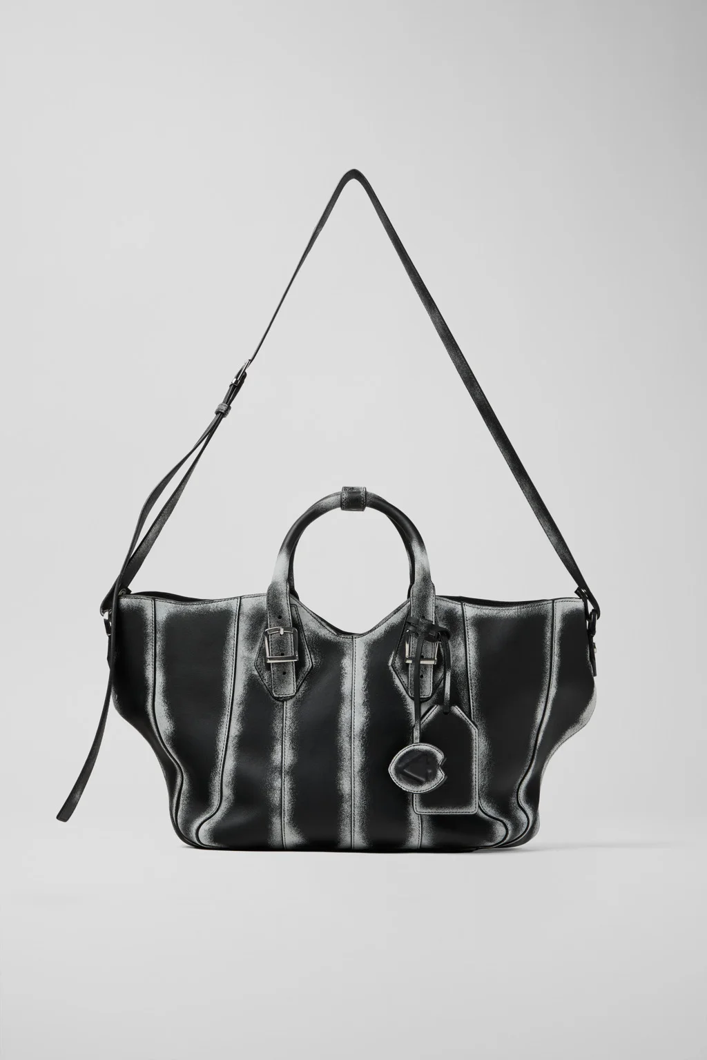 LAUKKU BLACK-LIGHT Gray LEATHER TOTE BAG - 1