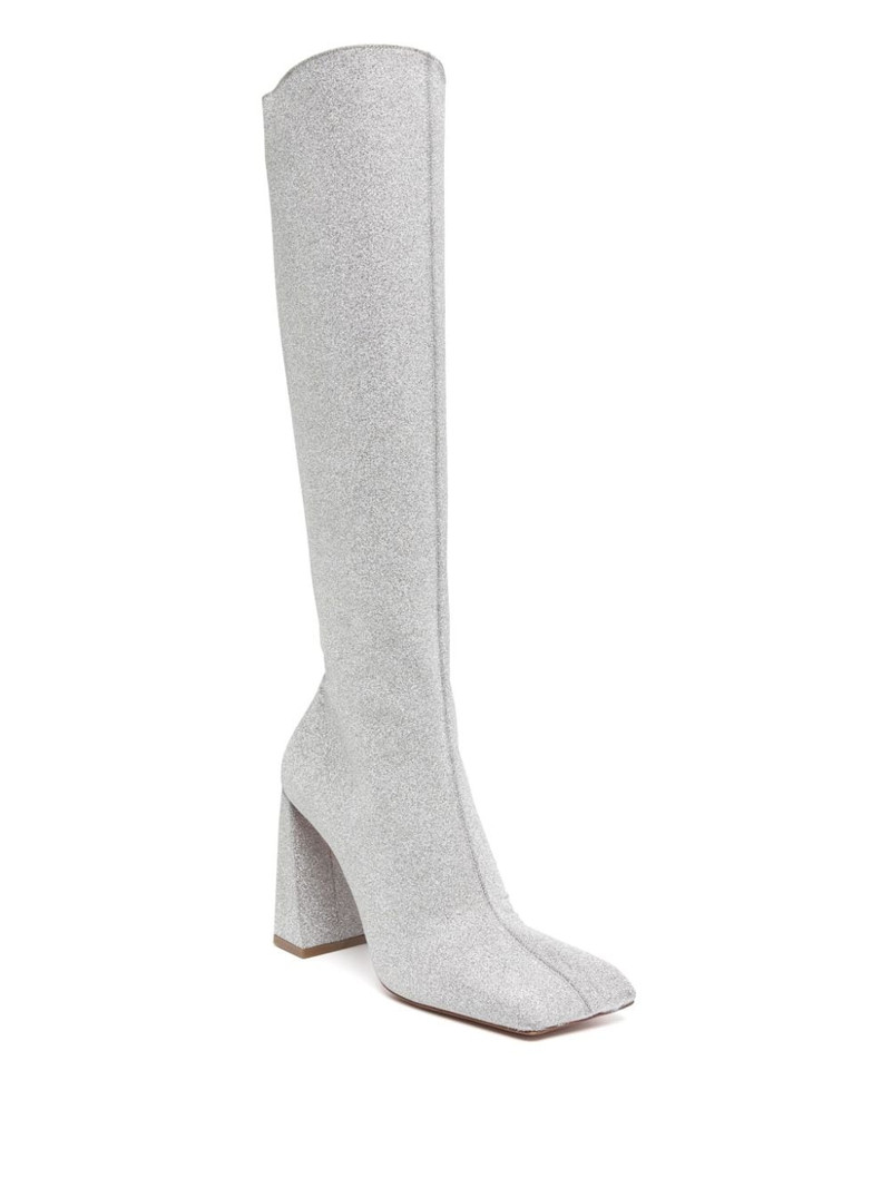 Amina Muaddi Marine glitter knee-high boots outlook