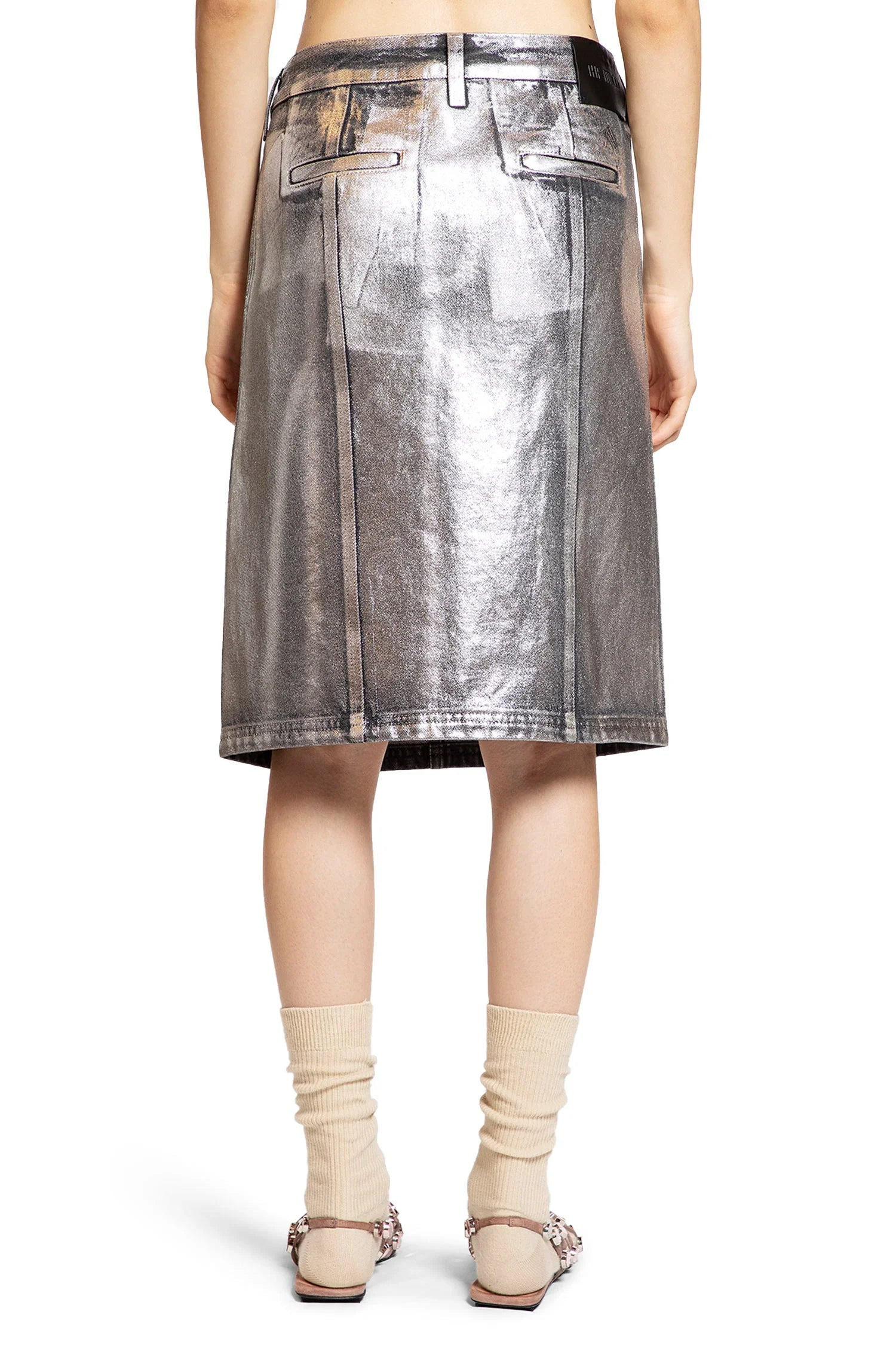 Midi-Skirt-In-Shiny-Coated-Denim - 3