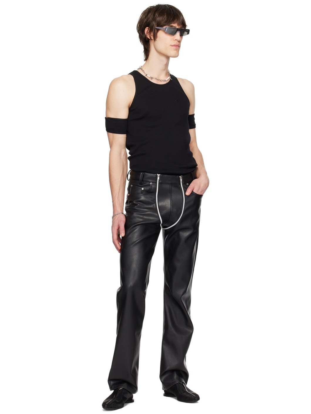 Black Jamal Slit Slippers - 5
