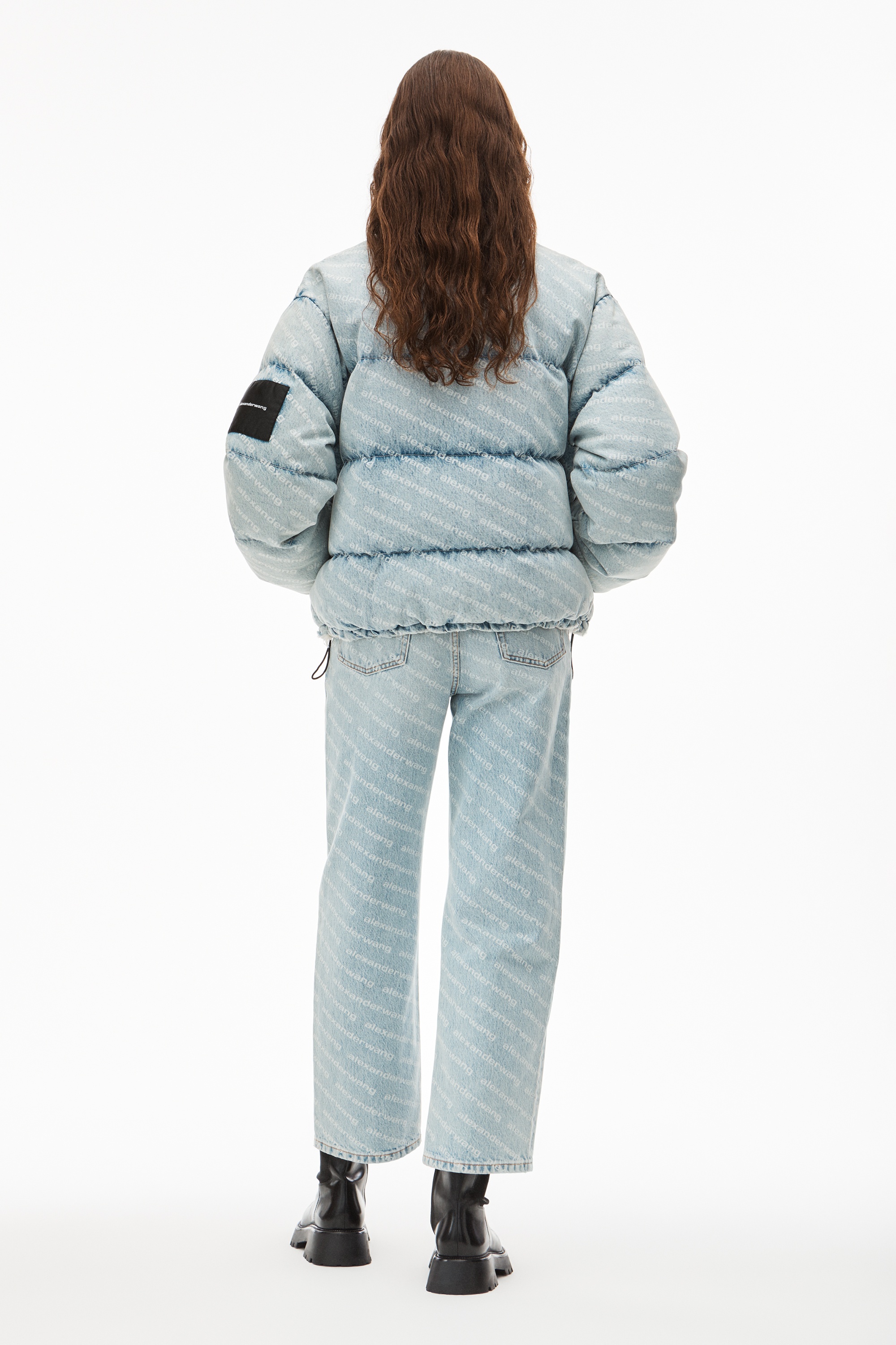 PUFFER JACKET IN LOGO DENIM - 5